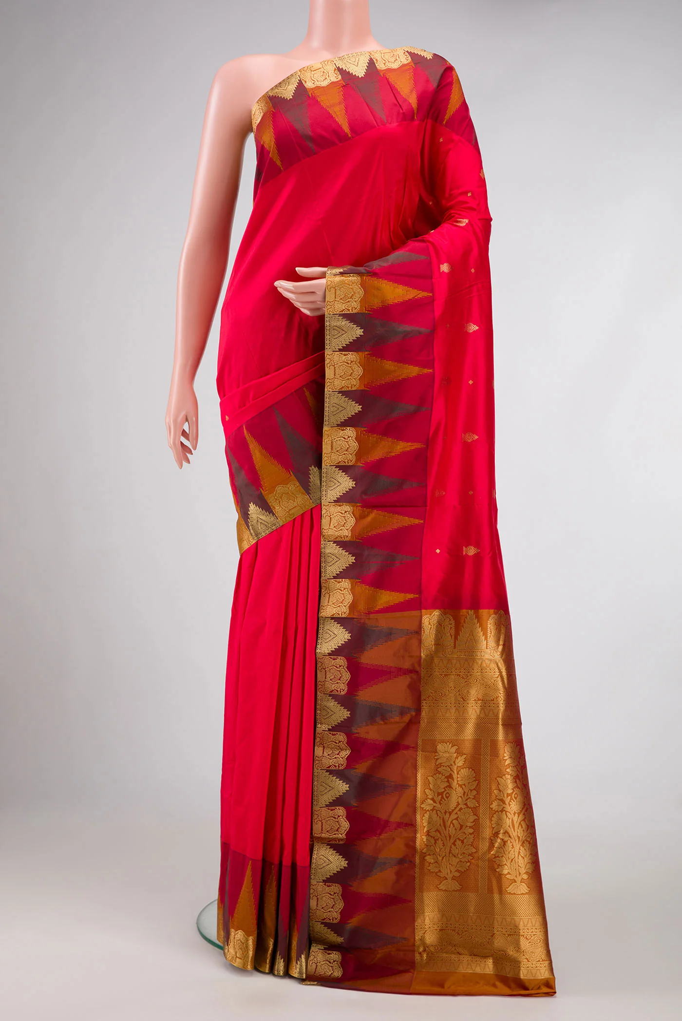 Red Dual Tone Kanchipuram Silk Saree