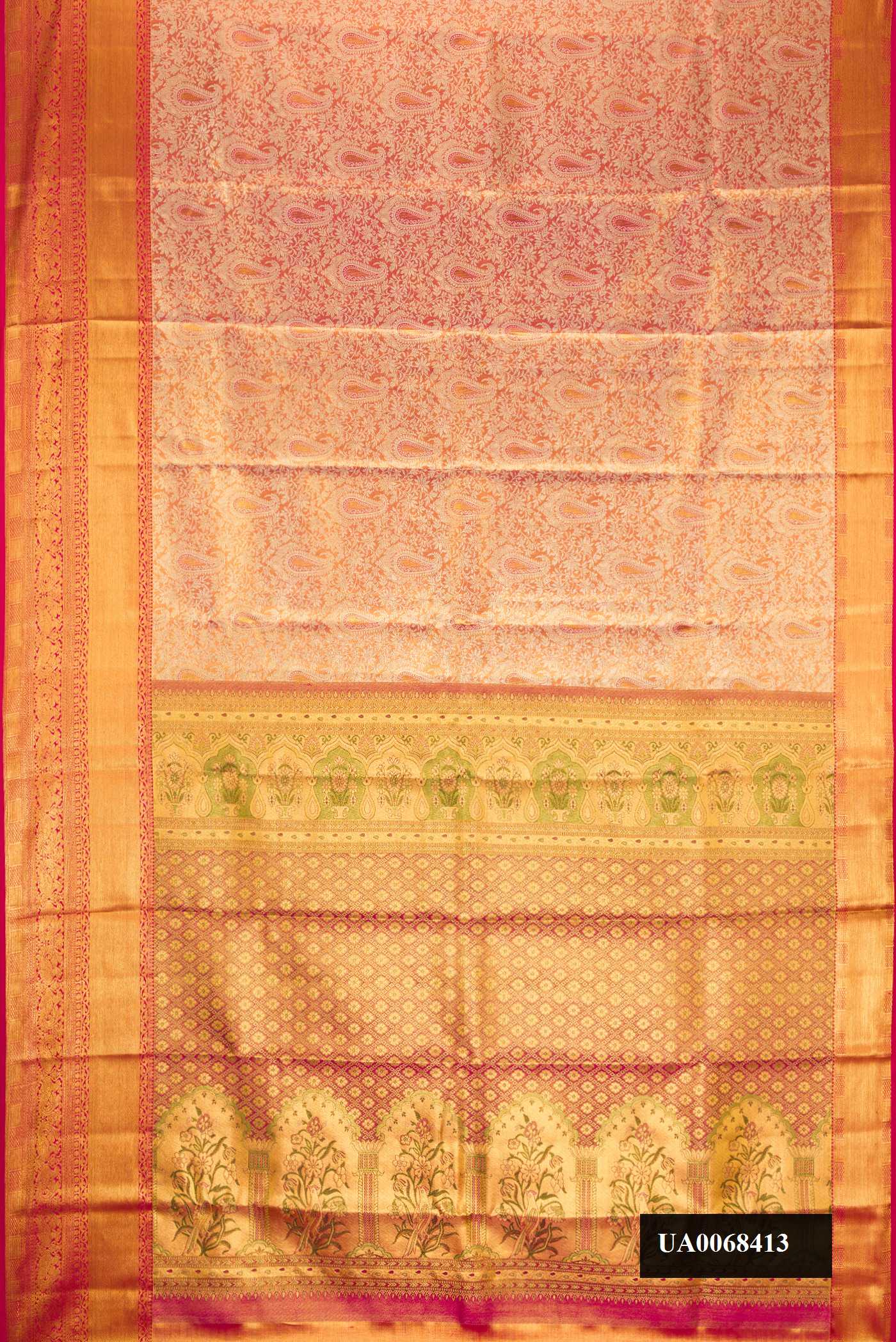Red Dual Tone Kanchipuram Tissue Silk Saree