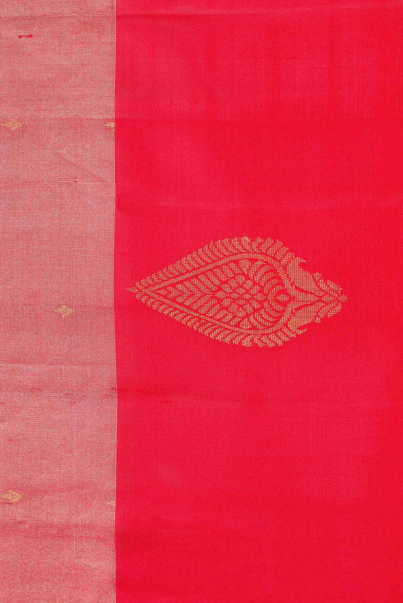 Red Dual Tone Kanchipuram Tissue Silk Saree - Image 3