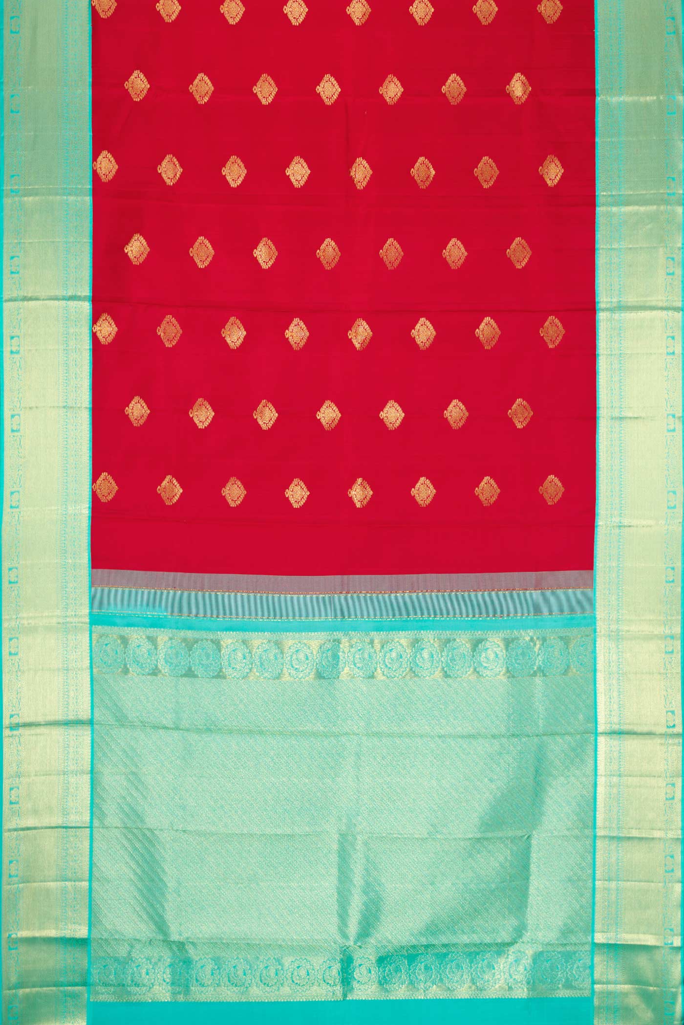 Red Dual Tone Kanjivaram Silk Saree - Image 6