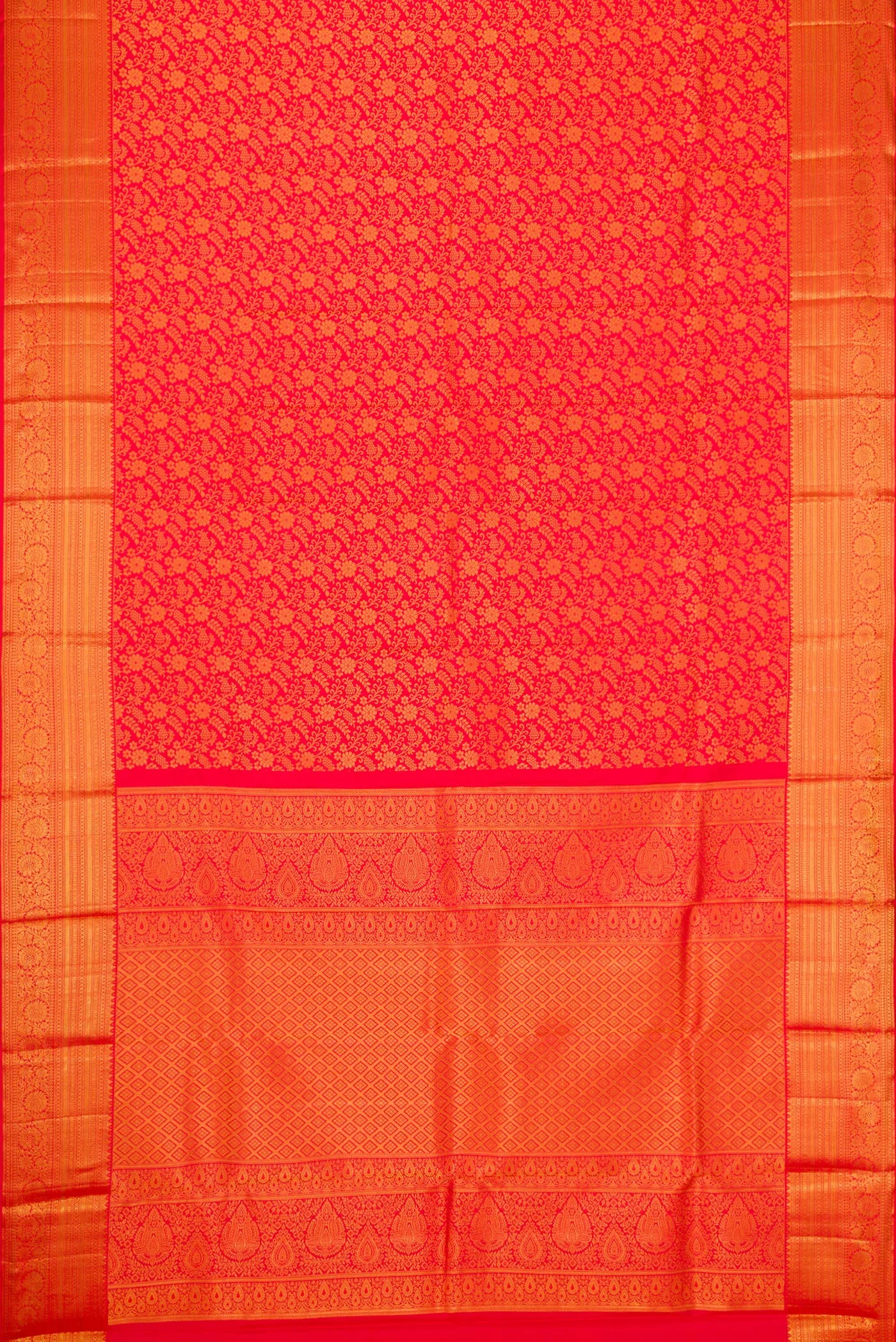 Pink with Red Color Kanjivaram Silk Saree - Image 6