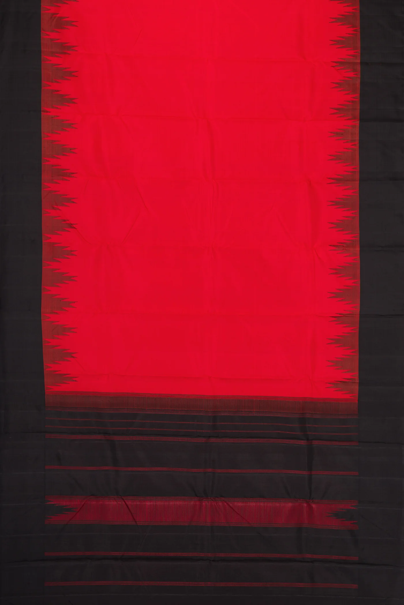Red Dual Tone Kanjivaram Silk Saree - Image 6