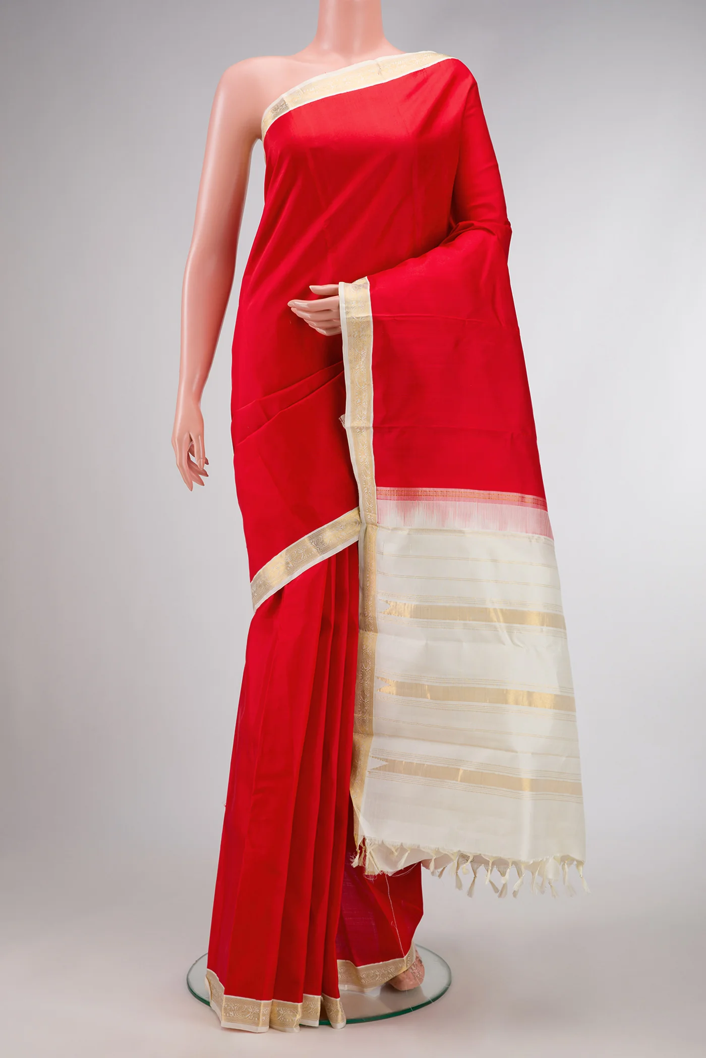 Pure Silk Pure Zari Red Kanjivaram Saree