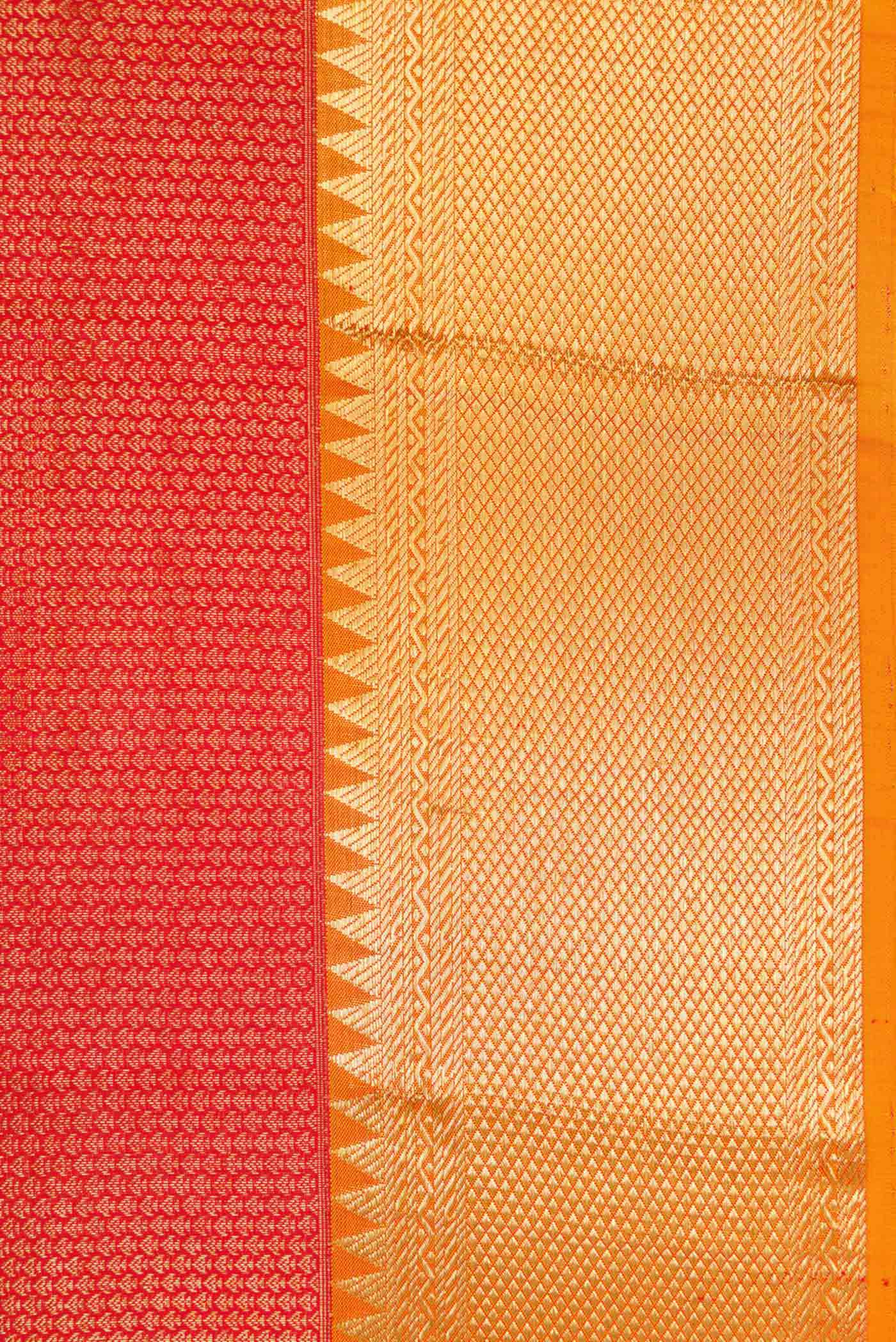 Orange Kanjivaram Silk Saree - Image 3