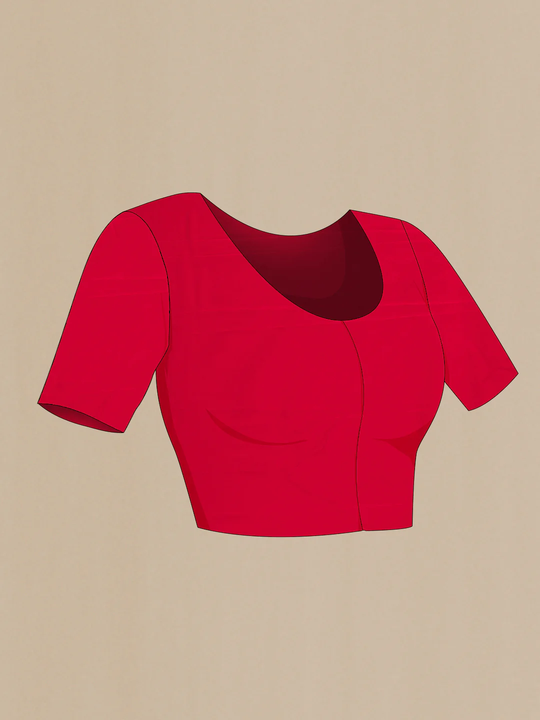 Red Mysore Crepe Saree - Image 5
