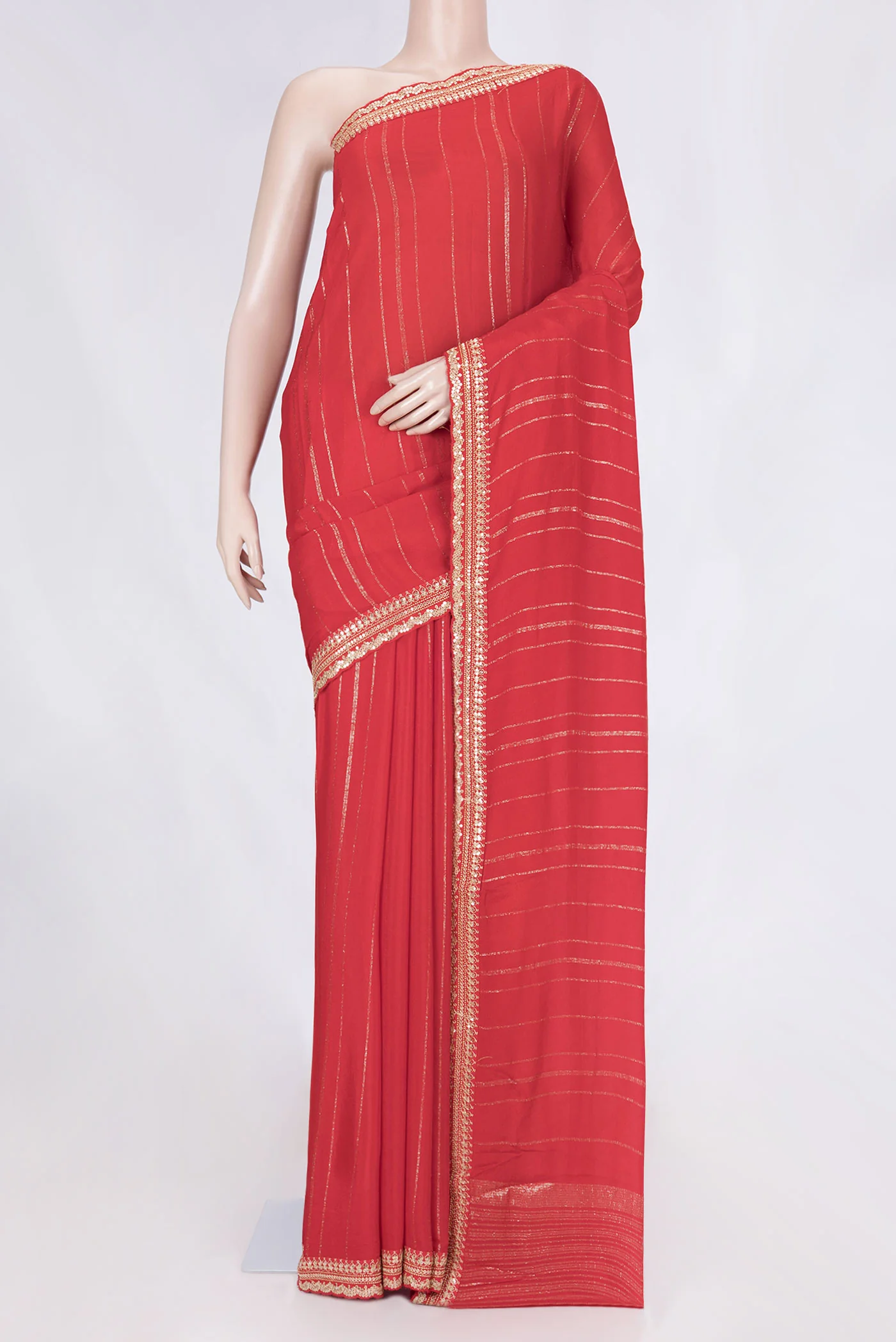 Red Crepe Saree