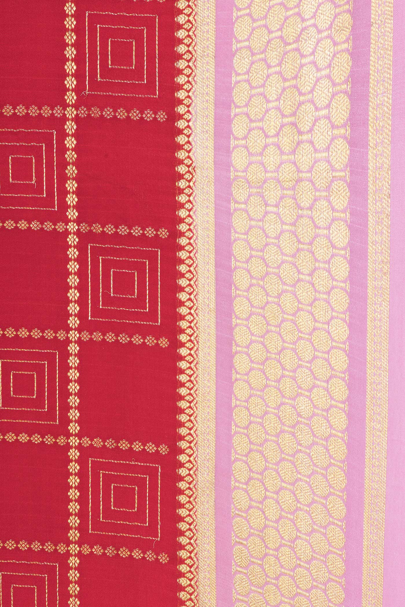 Red Mysore Crepe Saree - Image 3