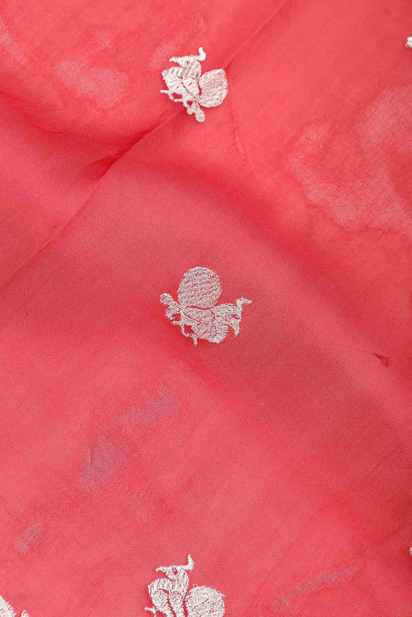 Red Organza Silk Saree - Image 2