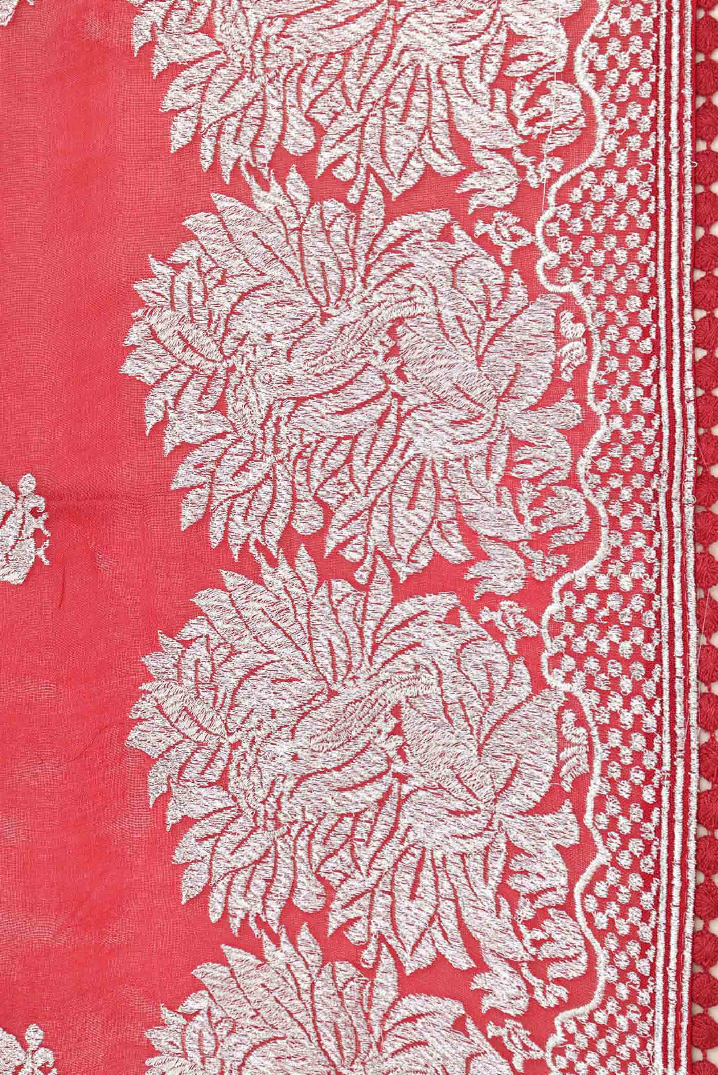 Red Organza Silk Saree - Image 3