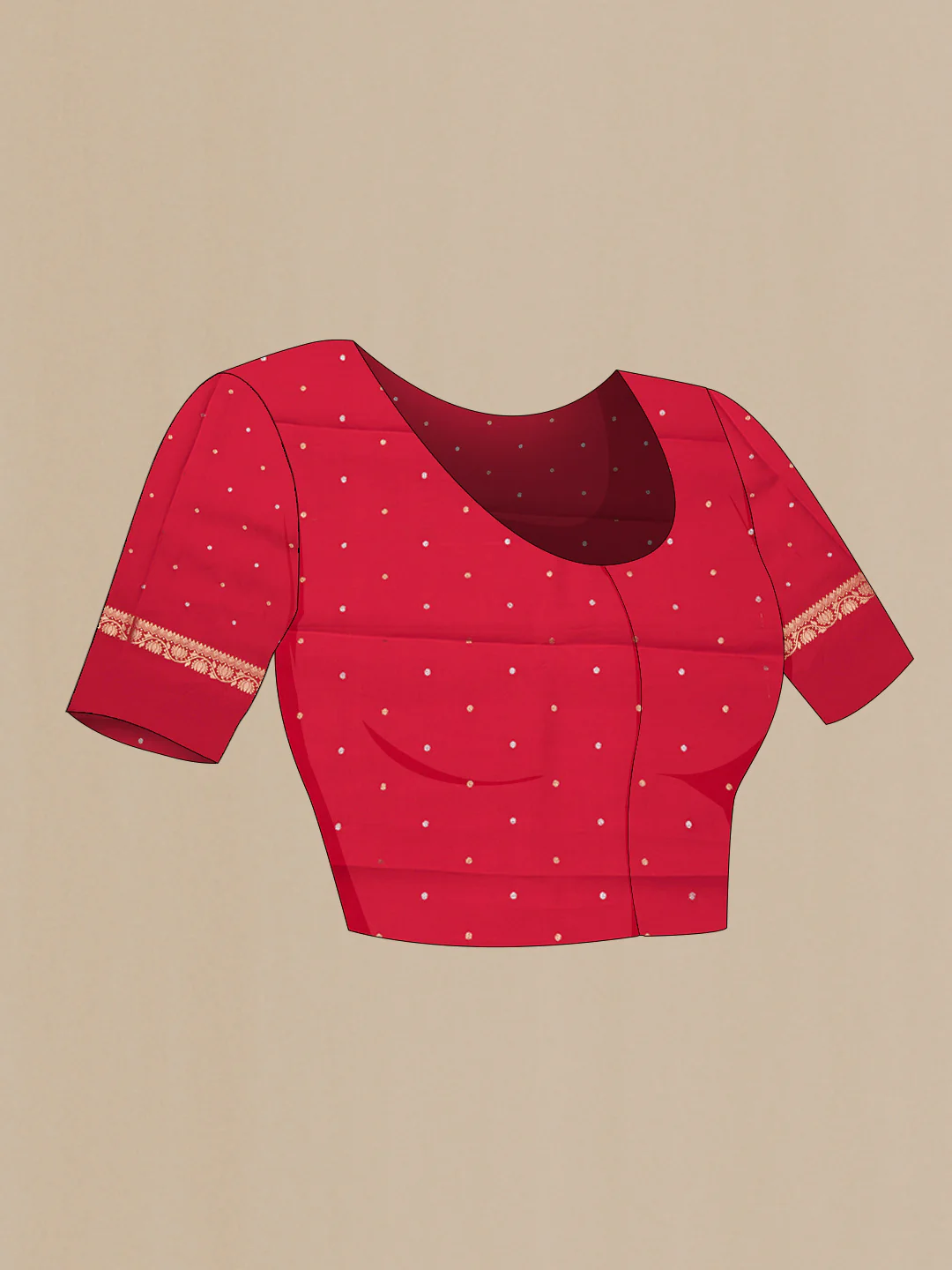 Red Organza Silk Saree - Image 4