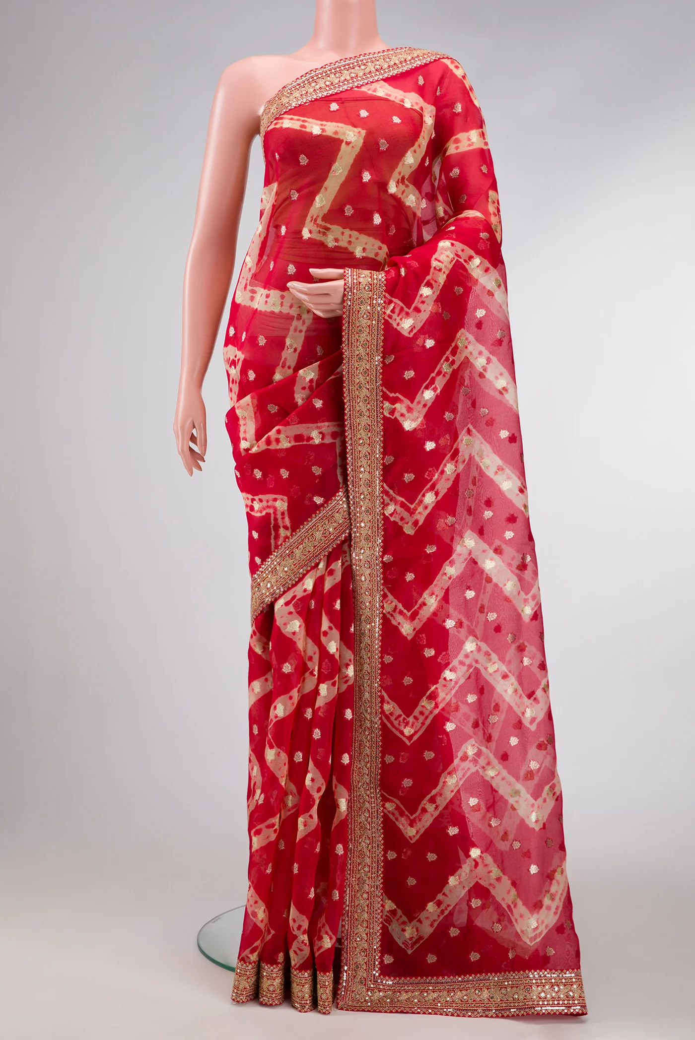 Red Organza Silk Saree