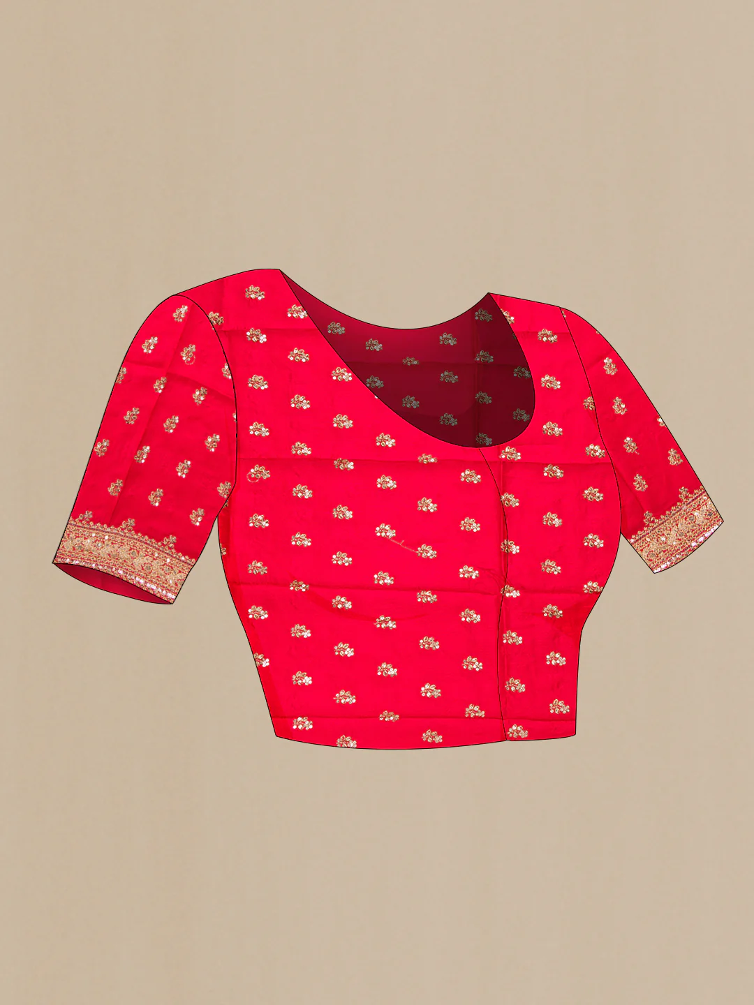 Red Organza Silk Saree - Image 4