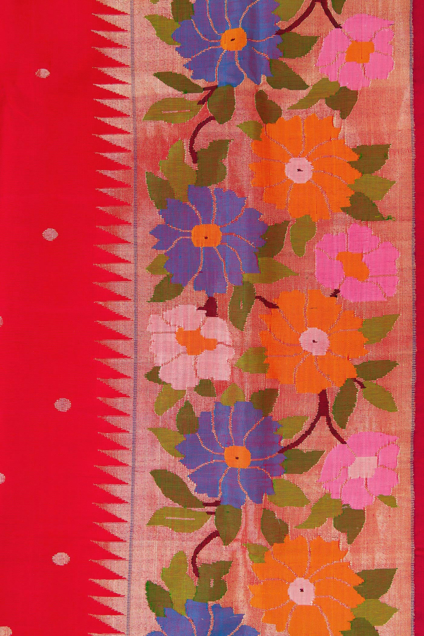 Pure Silk Pure Zari Red Paithani Saree - Image 3
