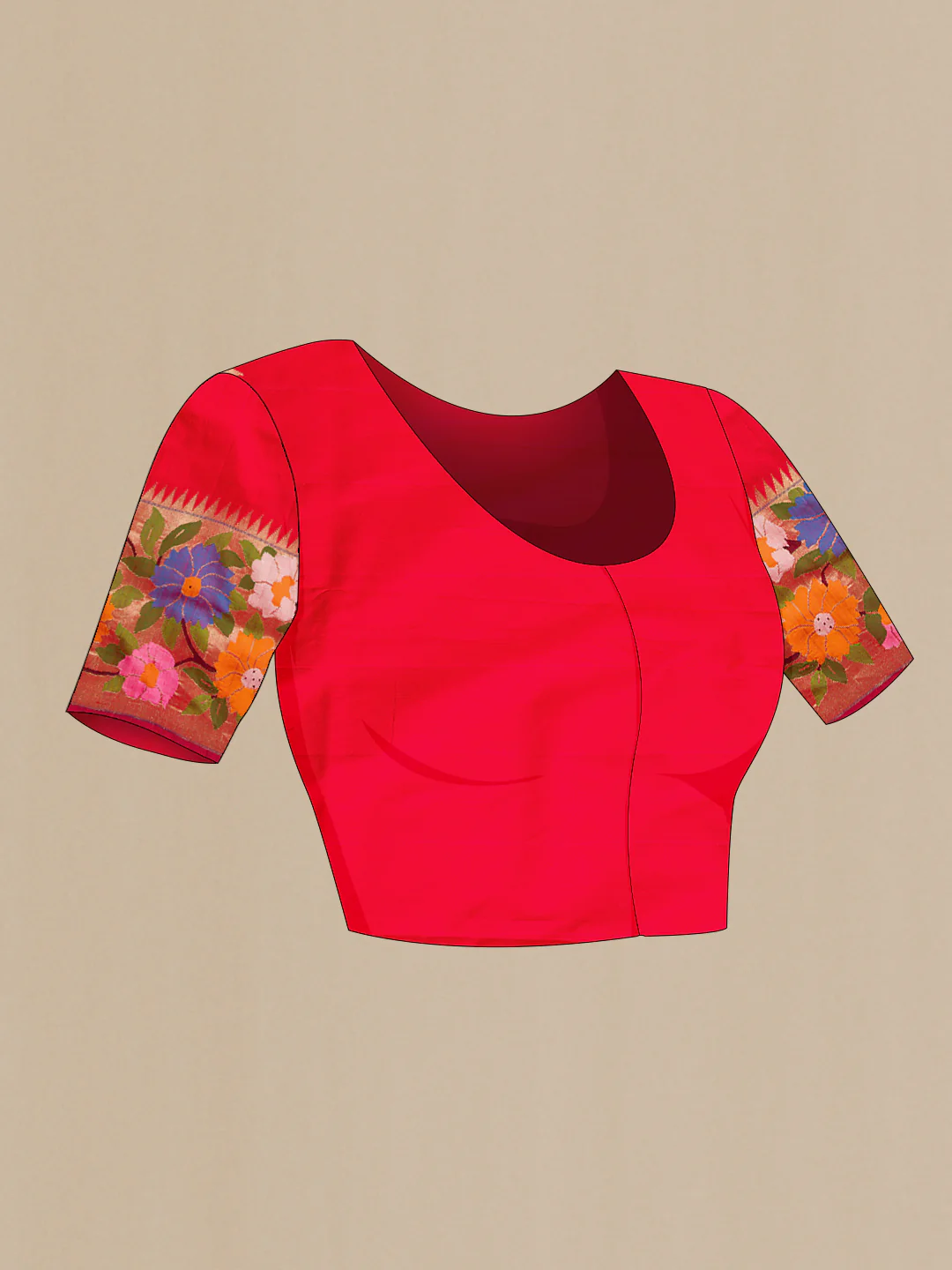 Pure Silk Pure Zari Red Paithani Saree - Image 5