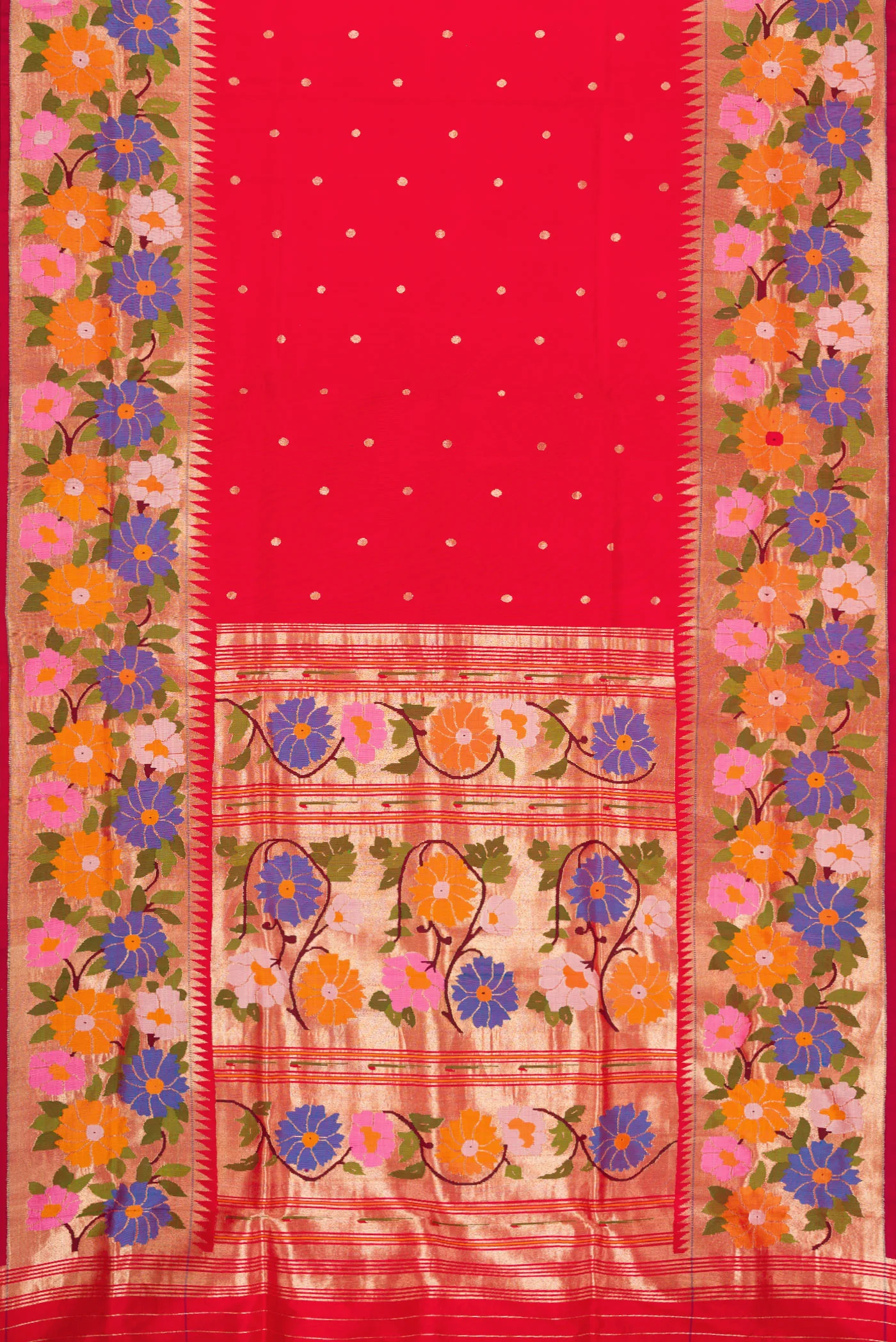 Pure Silk Pure Zari Red Paithani Saree - Image 6
