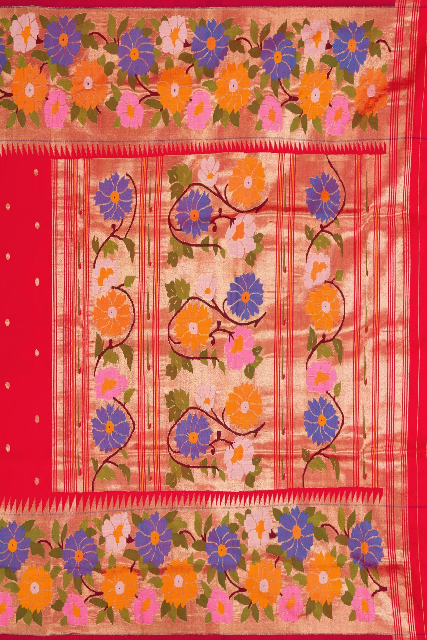 Pure Silk Pure Zari Red Paithani Saree - Image 7