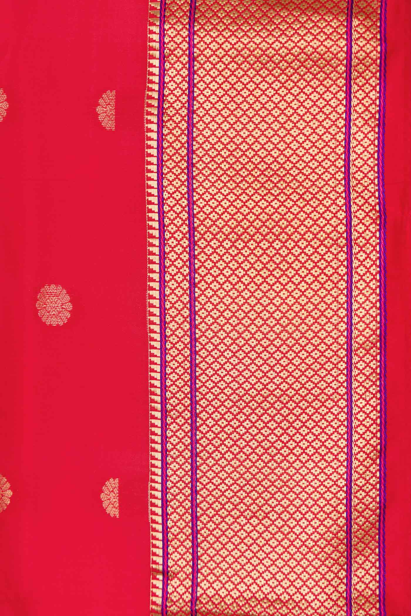 Red Dual Tone Paithani Silk Saree - Image 3