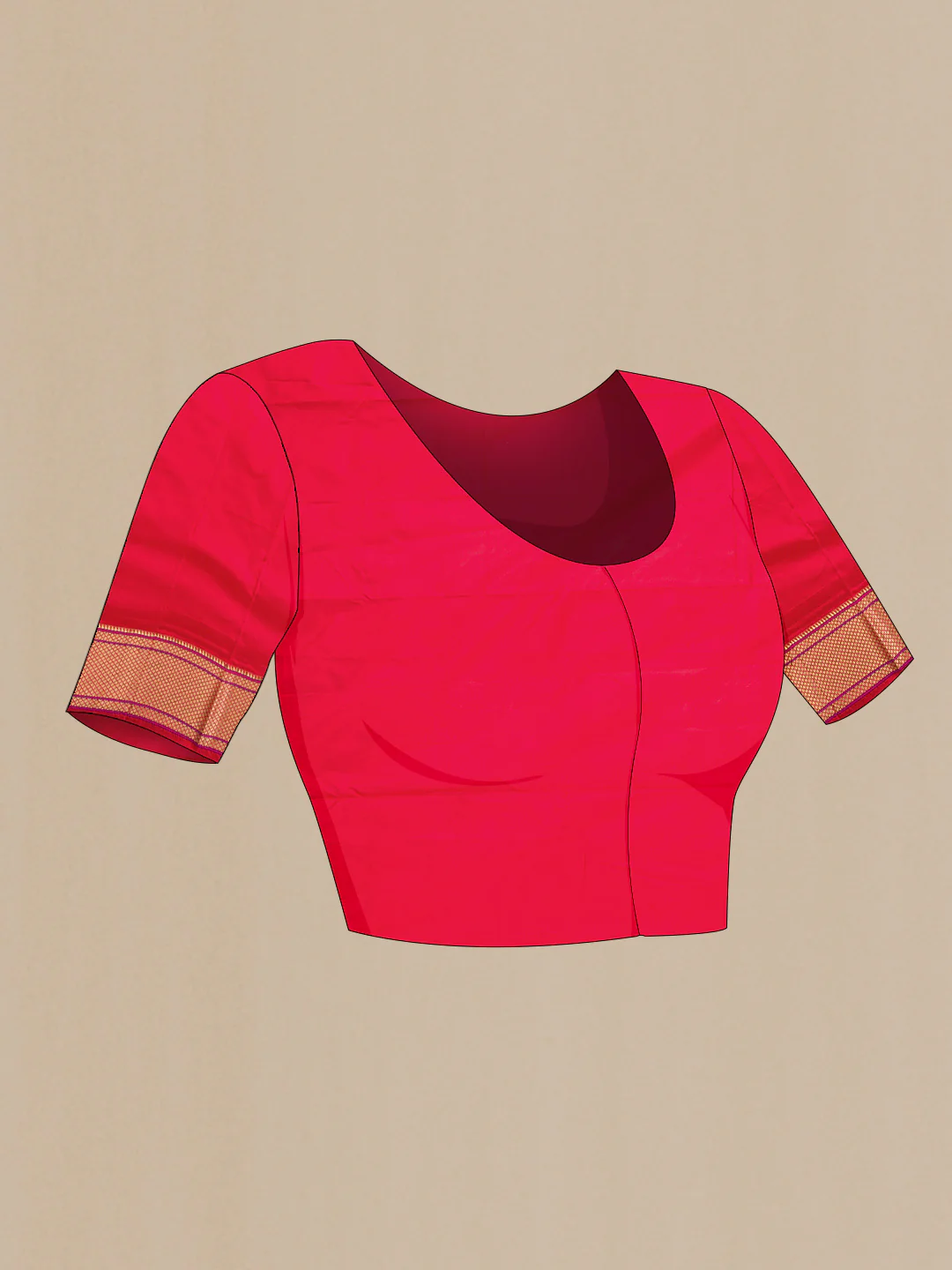 Red Dual Tone Paithani Silk Saree - Image 4