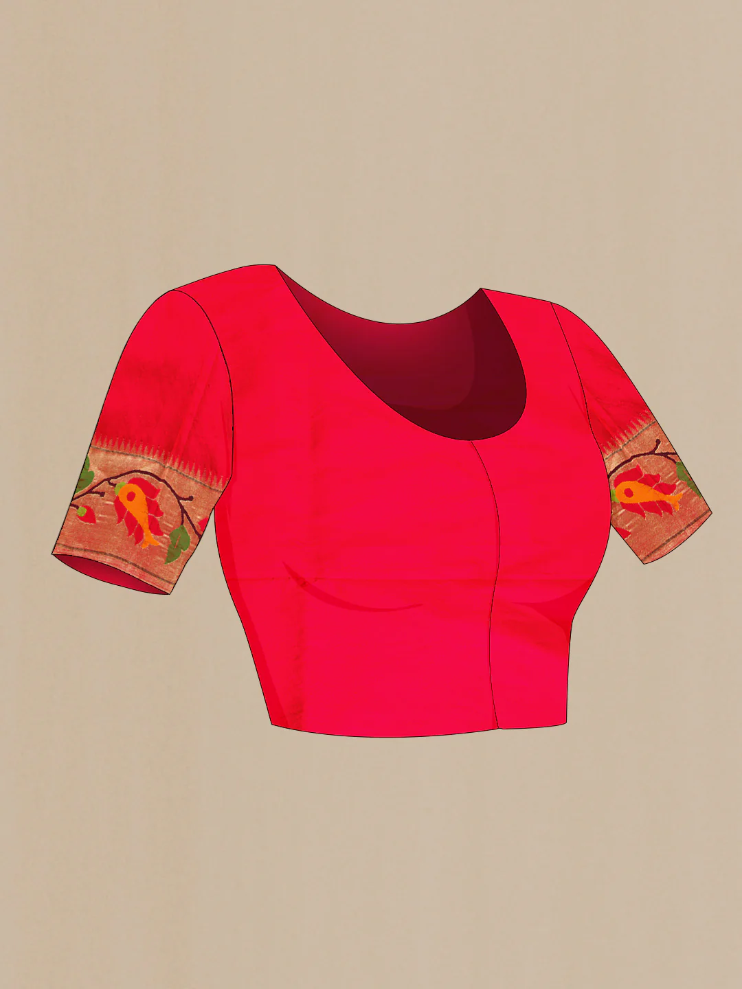 Pure Silk Pure Zari Pink with Red Color Paithani Saree - Image 5