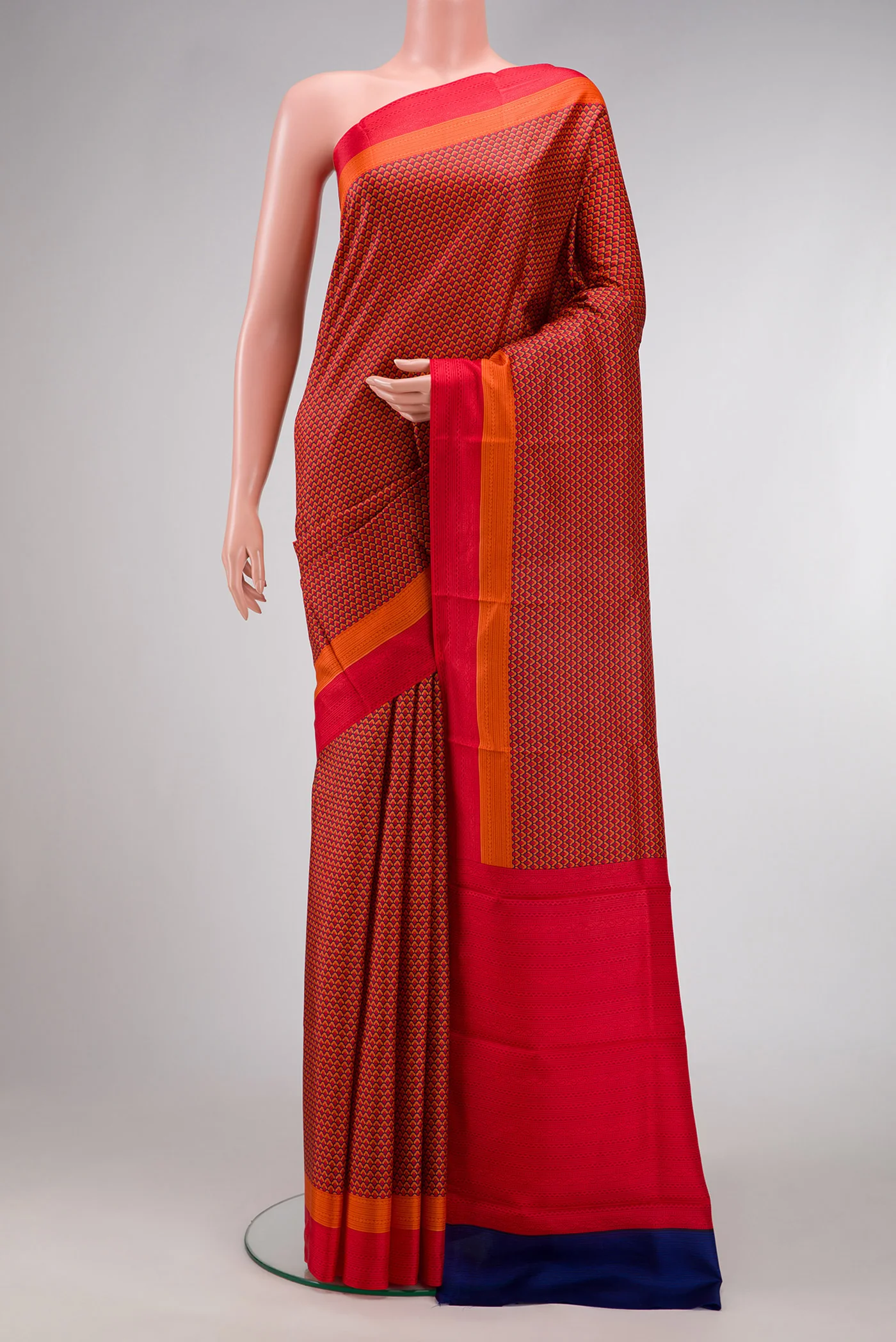 Red Printed Silk Saree