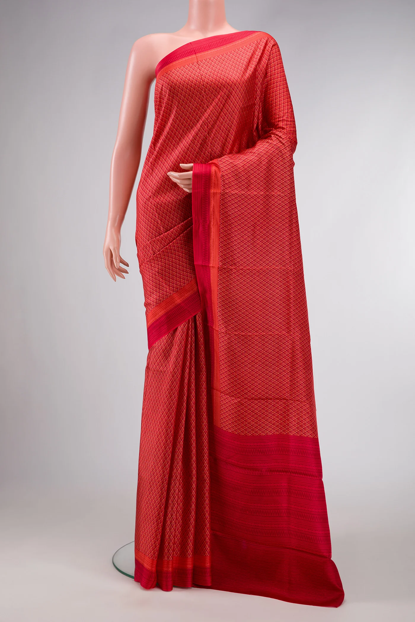 Red Printed Silk Saree