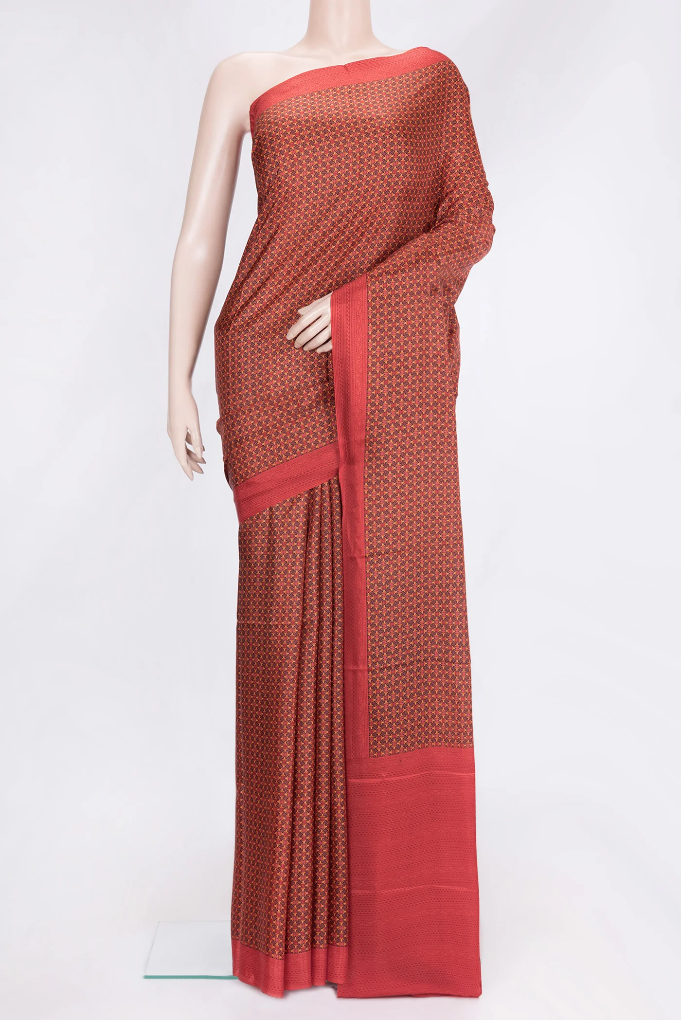 Red Printed Silk Saree
