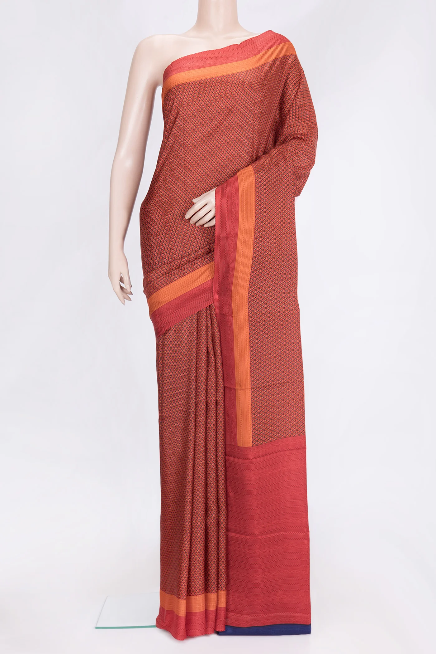 Red Printed Silk Saree