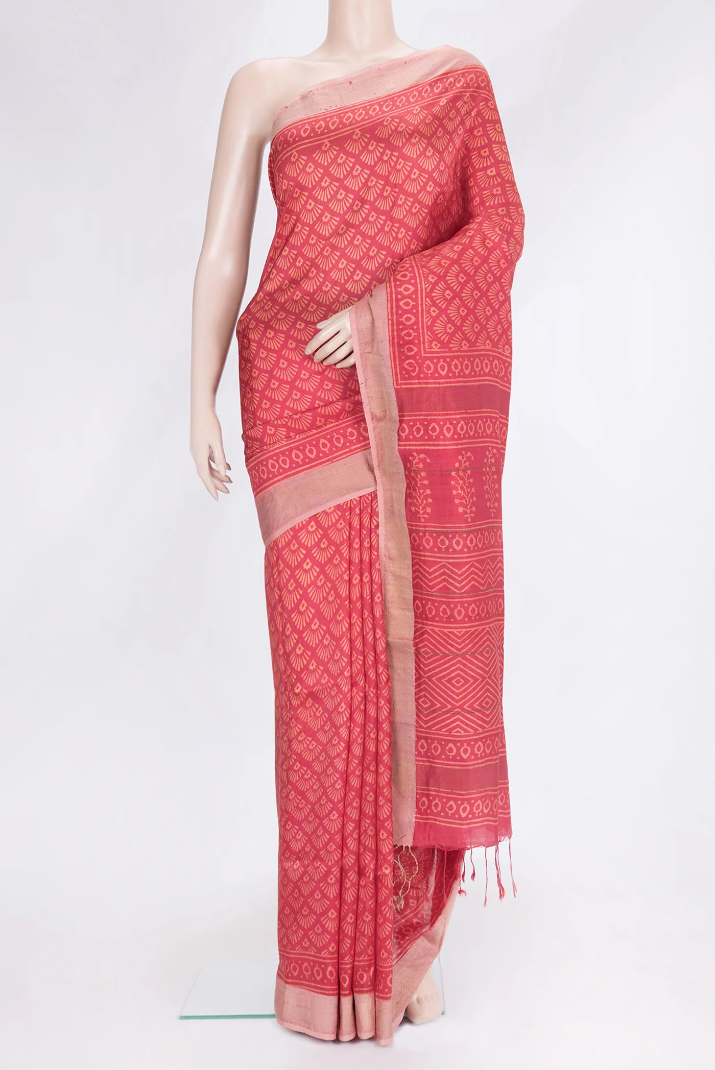 Red Printed Silk Saree