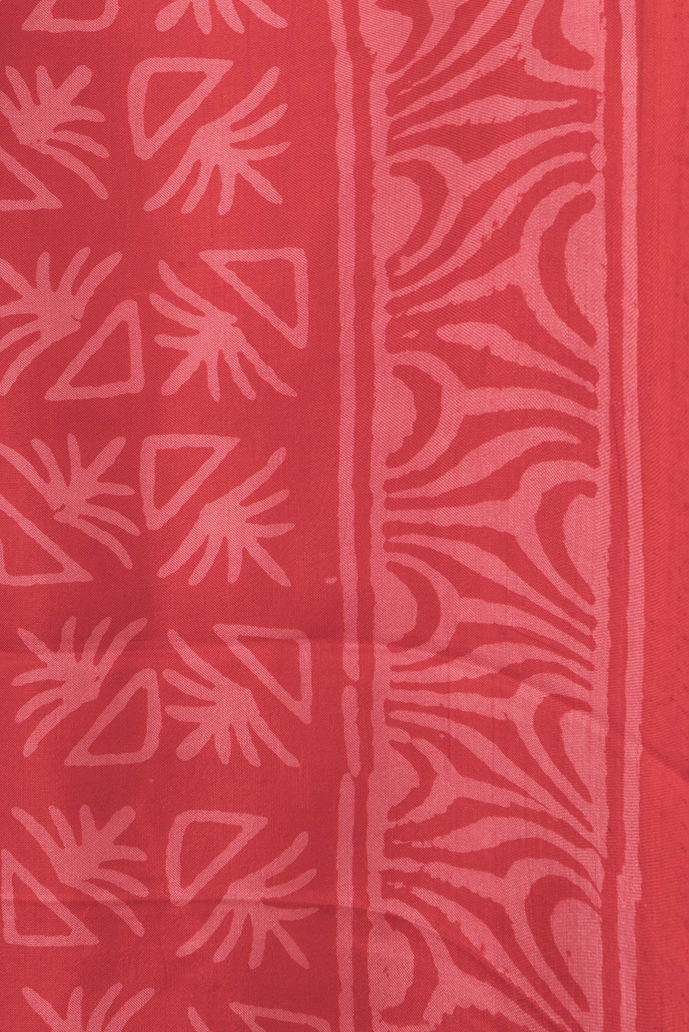 Red Printed Silk Saree - Image 3