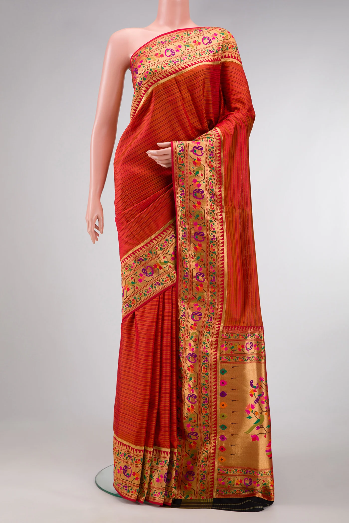Red Dual Tone Rajkot Patola Silk Saree
