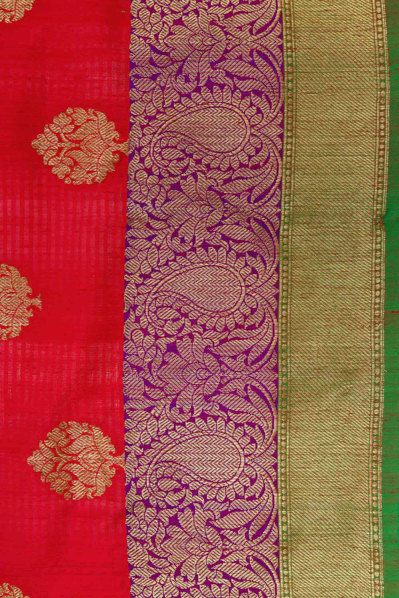 Red Banarasi Tussar Silk Saree - Image 3
