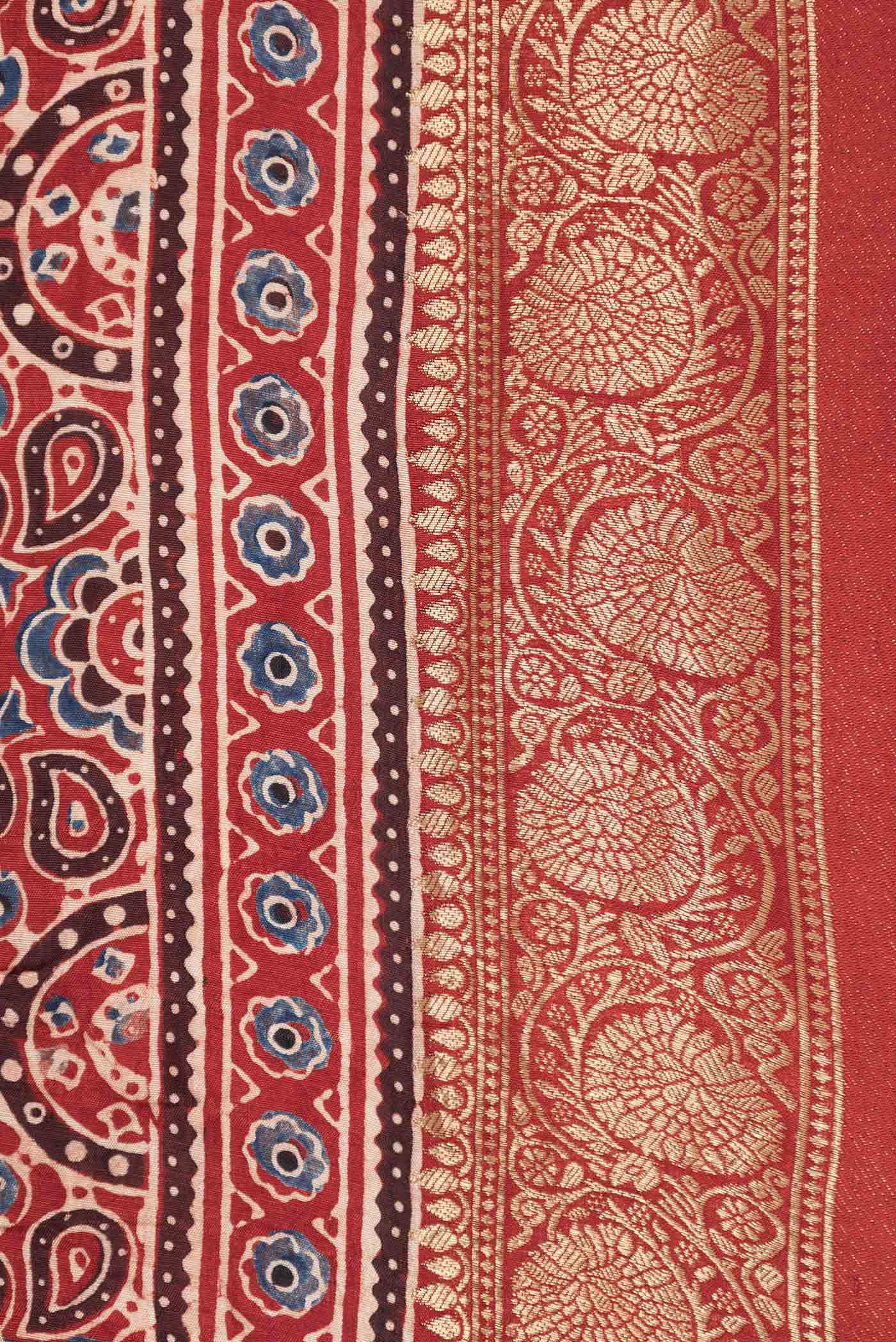Red Dual Tone Satin Ruffle Saree - Image 3