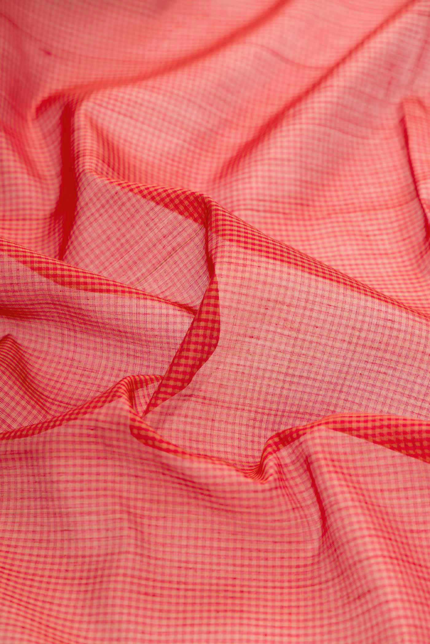 Red Dual Tone Silk Cotton Saree - Image 2