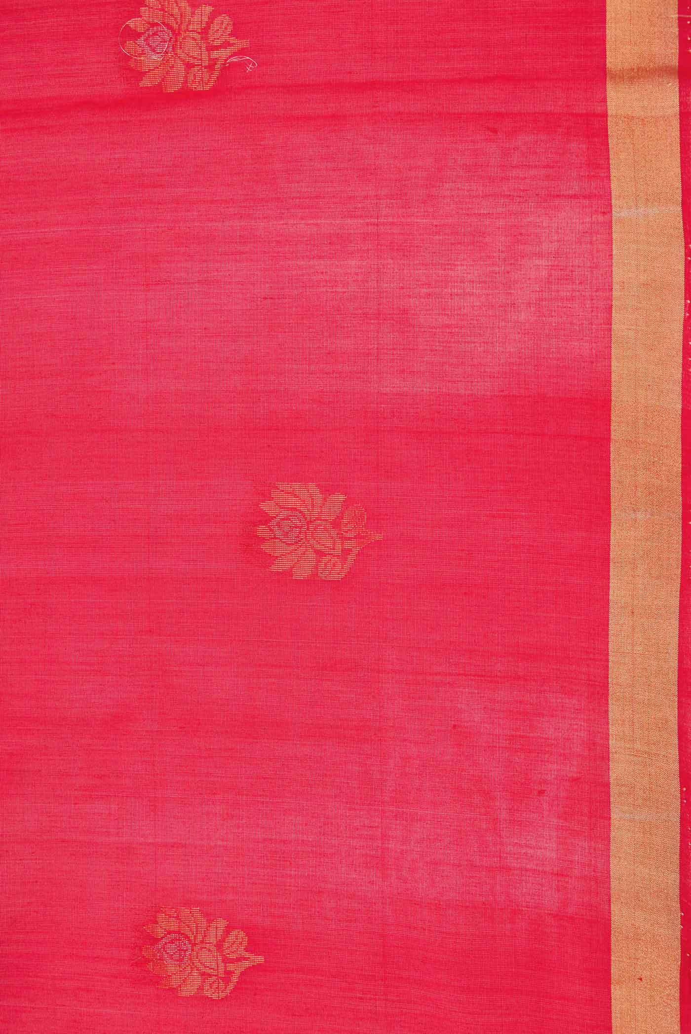 Red Dual Tone Silk Cotton Saree - Image 3