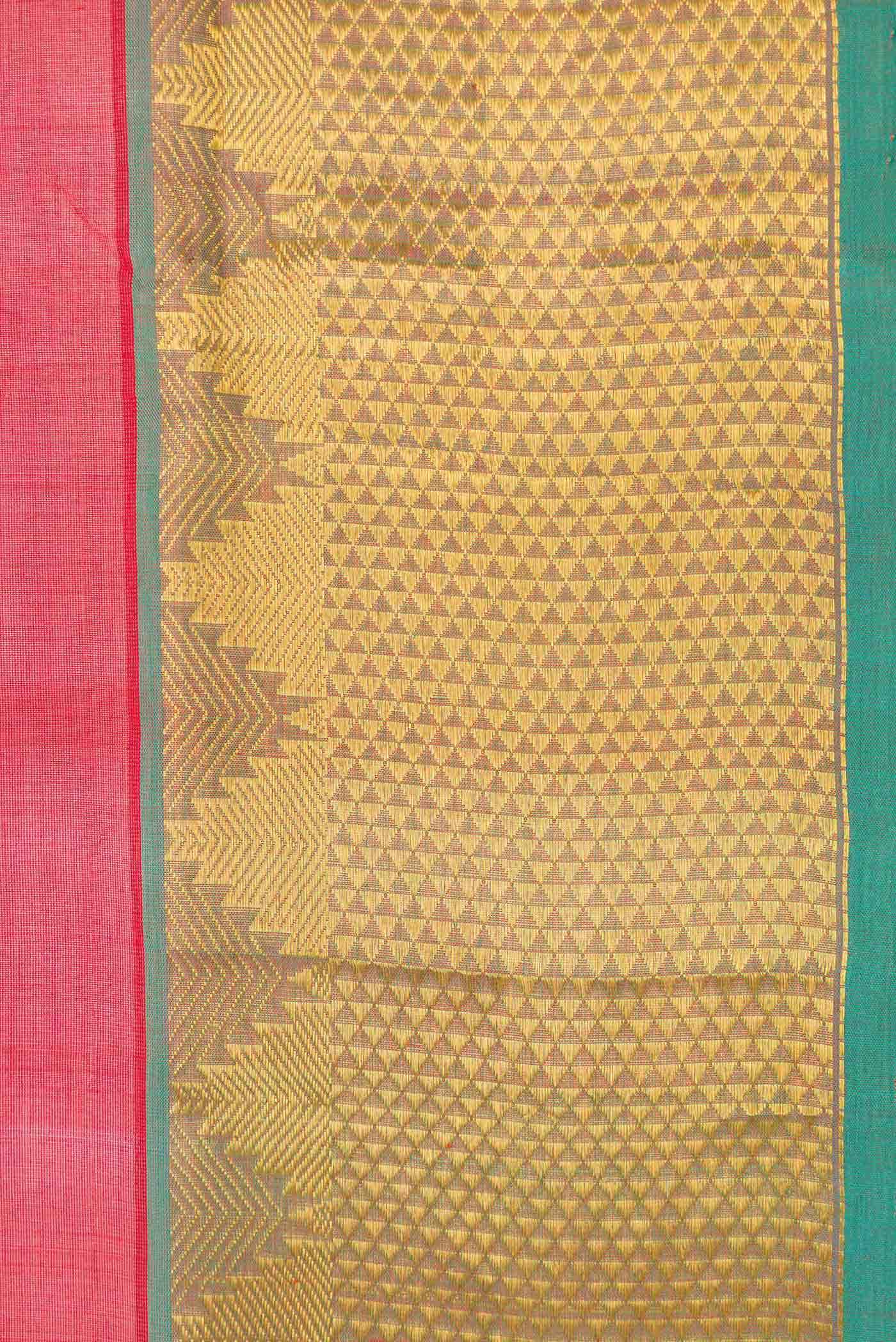 Red Dual Tone Silk Cotton Saree - Image 3