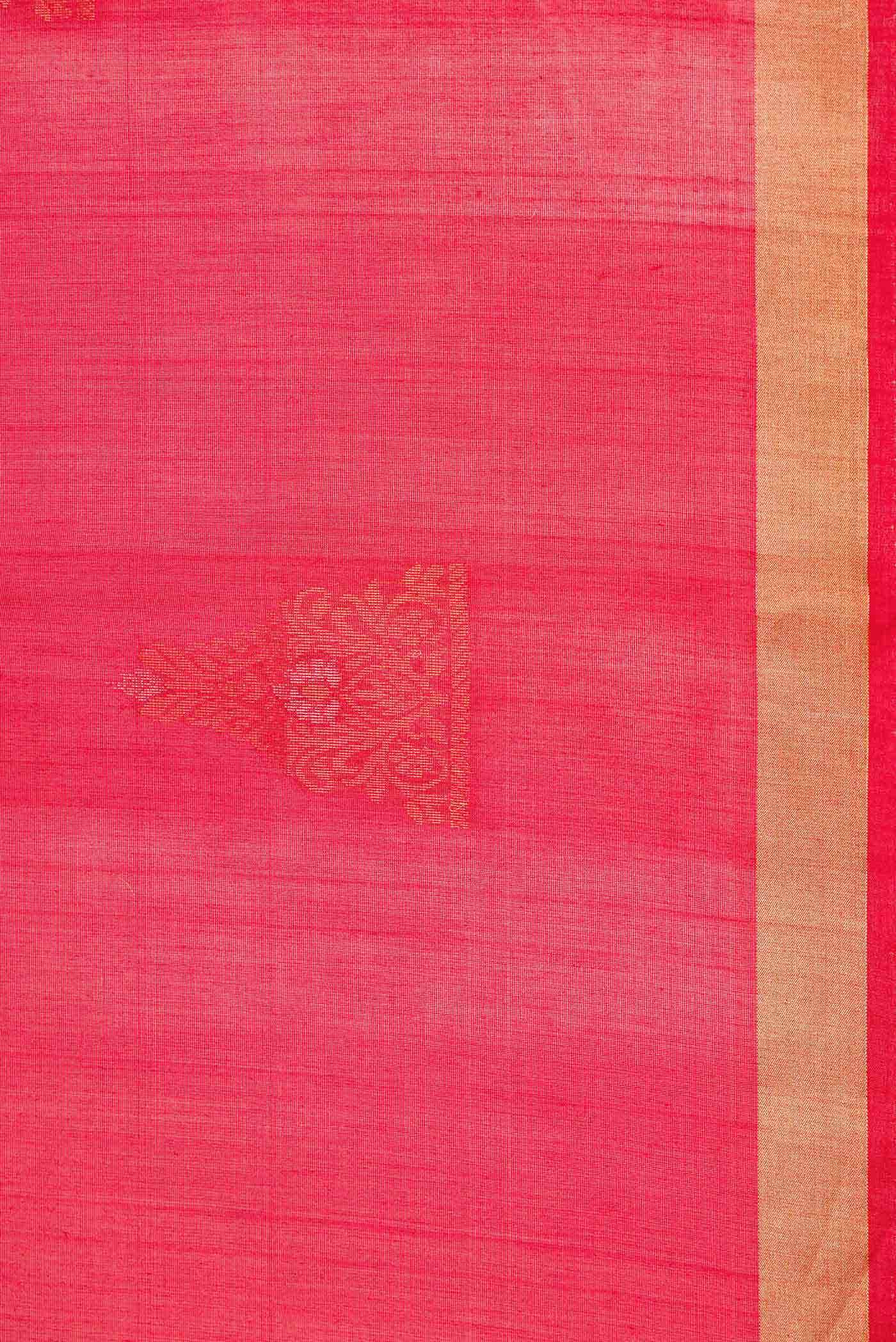 Red Dual Tone Silk Cotton Saree - Image 3