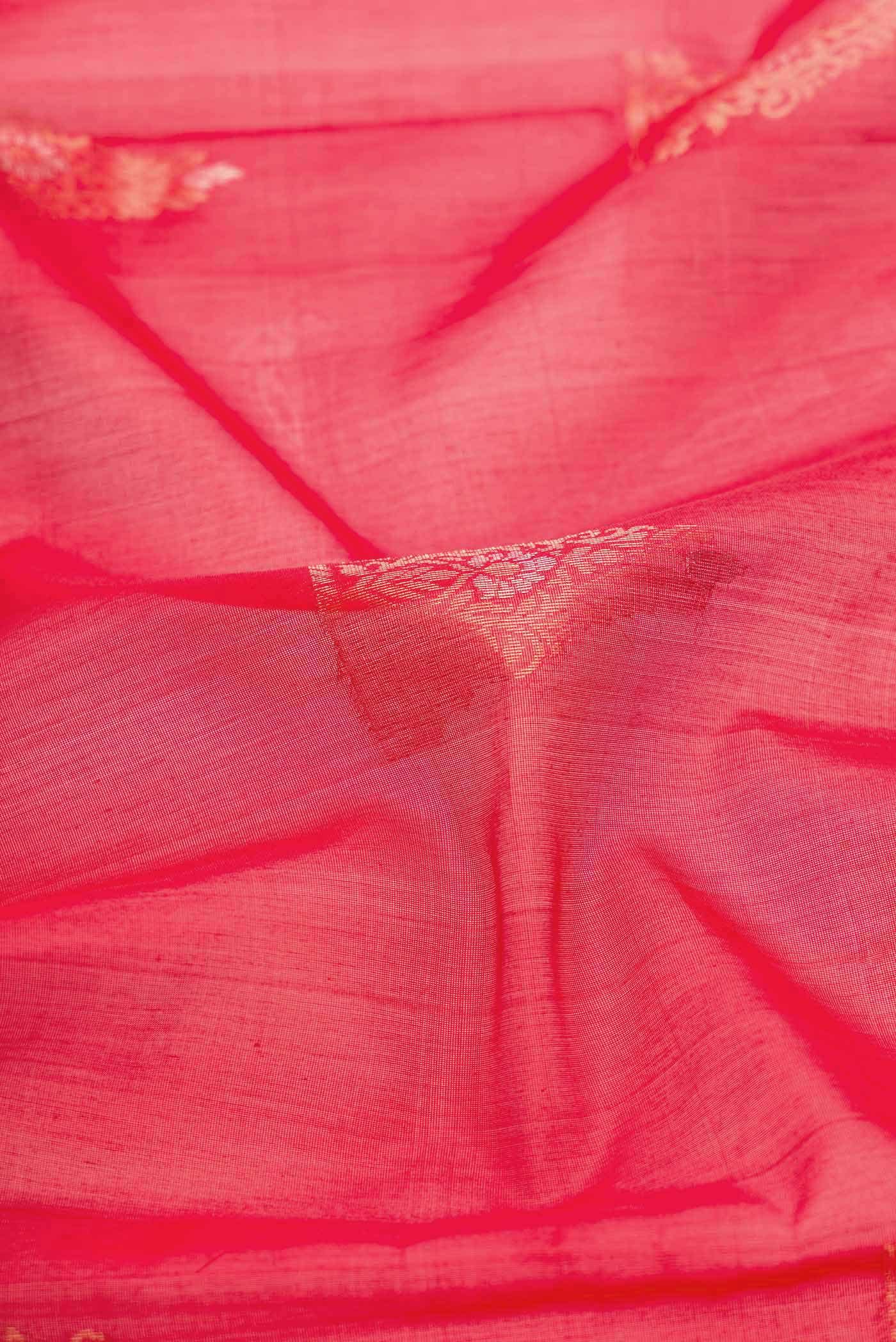 Red Dual Tone Silk Cotton Saree - Image 2