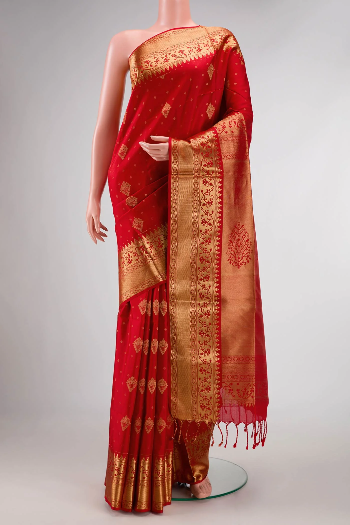 Red Dual Tone Soft Silk Saree