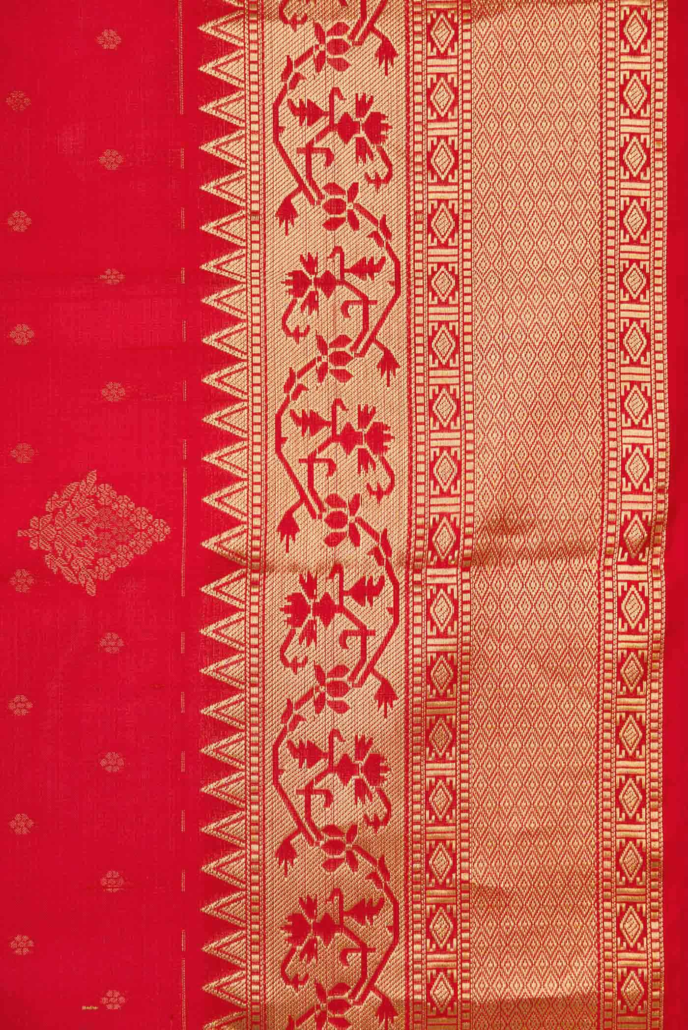 Red Dual Tone Soft Silk Saree - Image 3