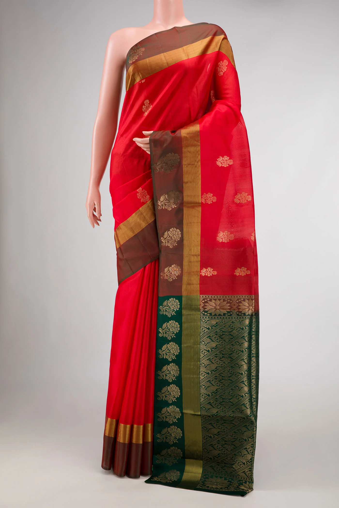 Red with Pink Color Soft Silk Saree