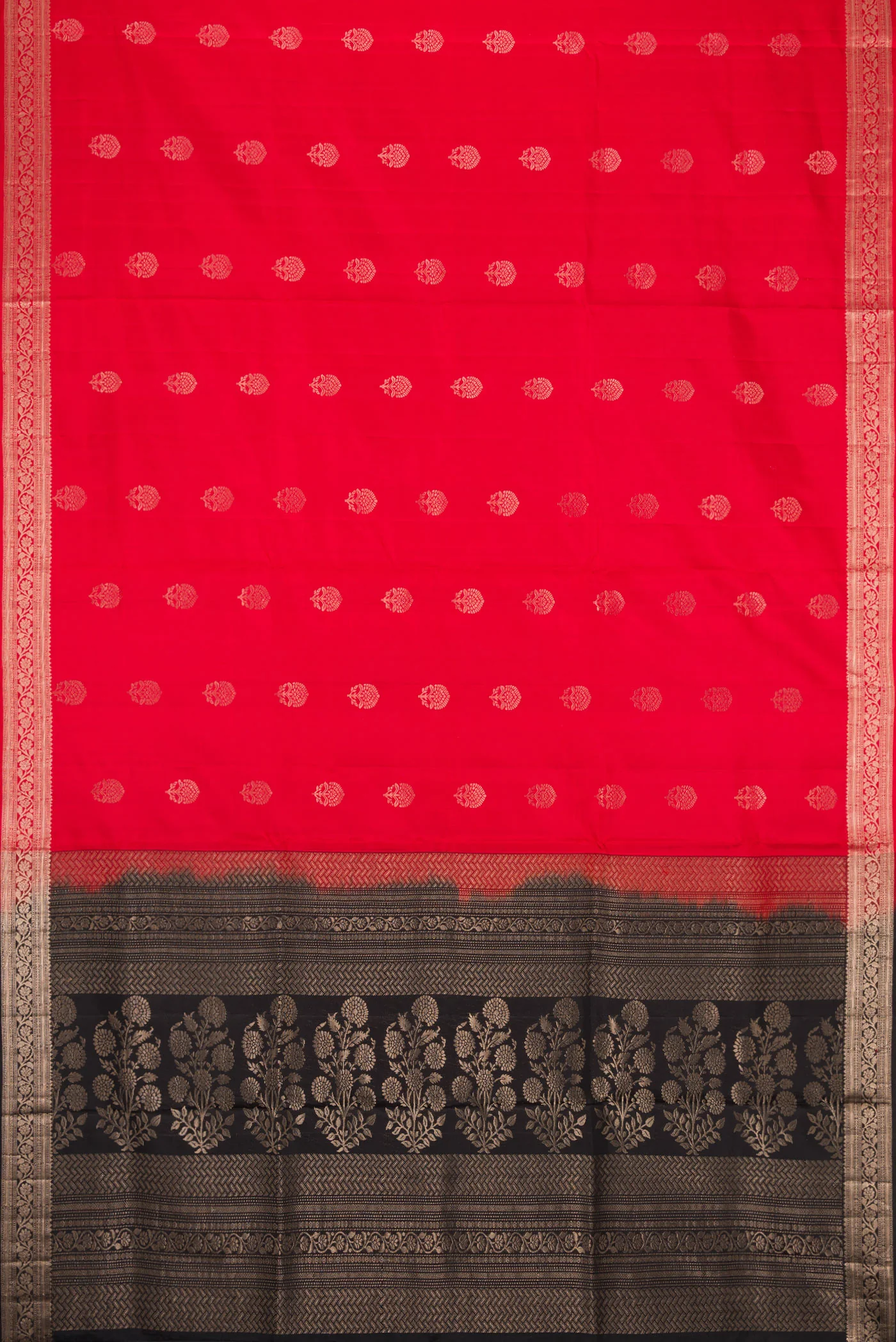 Red Dual Tone Soft Silk Saree - Image 6
