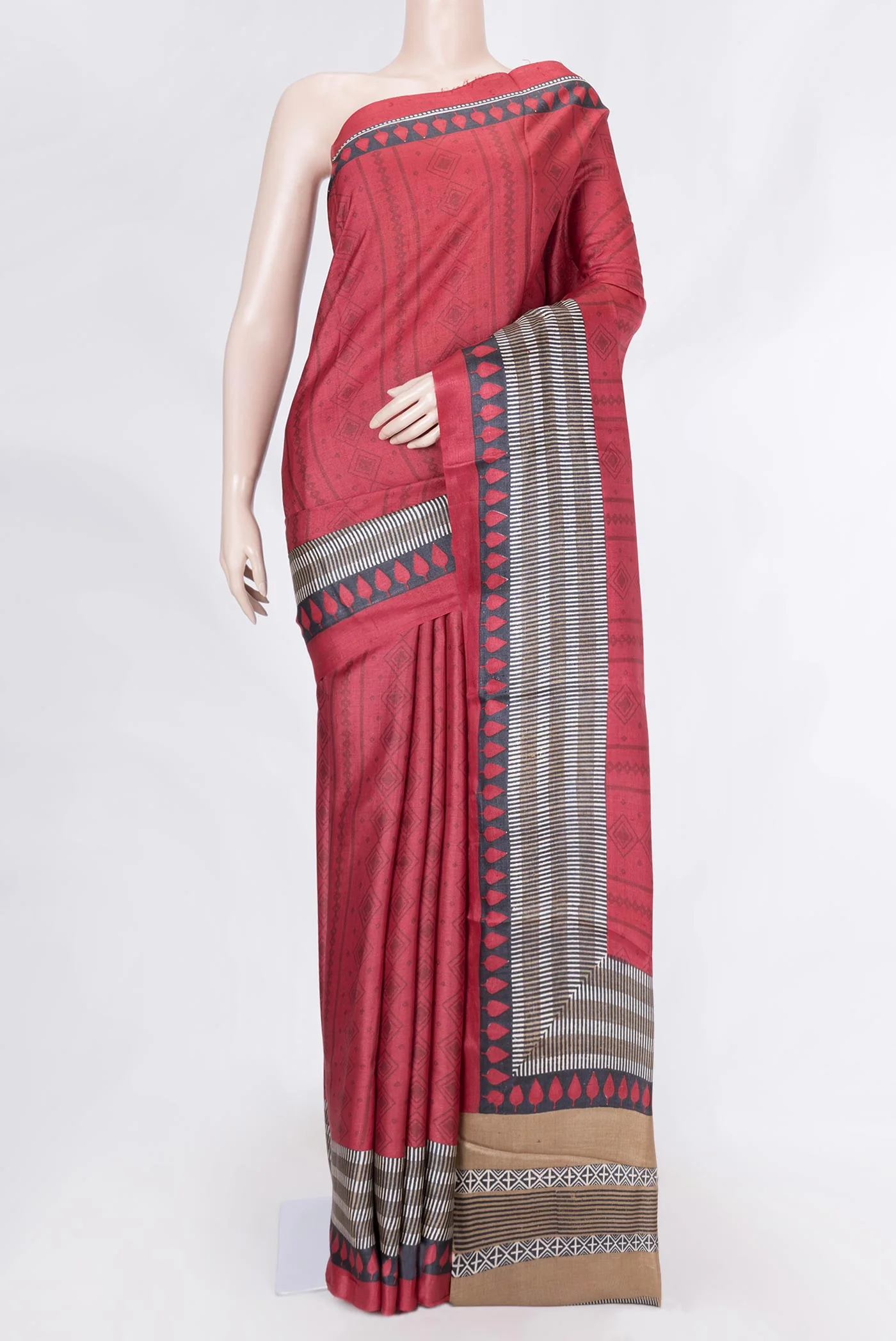 Red Dual Tone Tussar Saree
