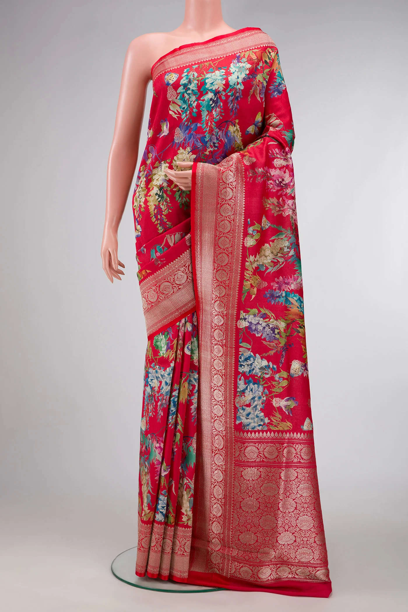 Red Tussar Silk Saree