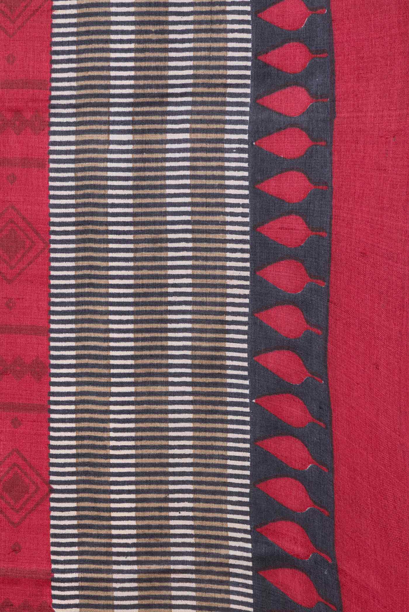 Red Dual Tone Tussar Saree - Image 3