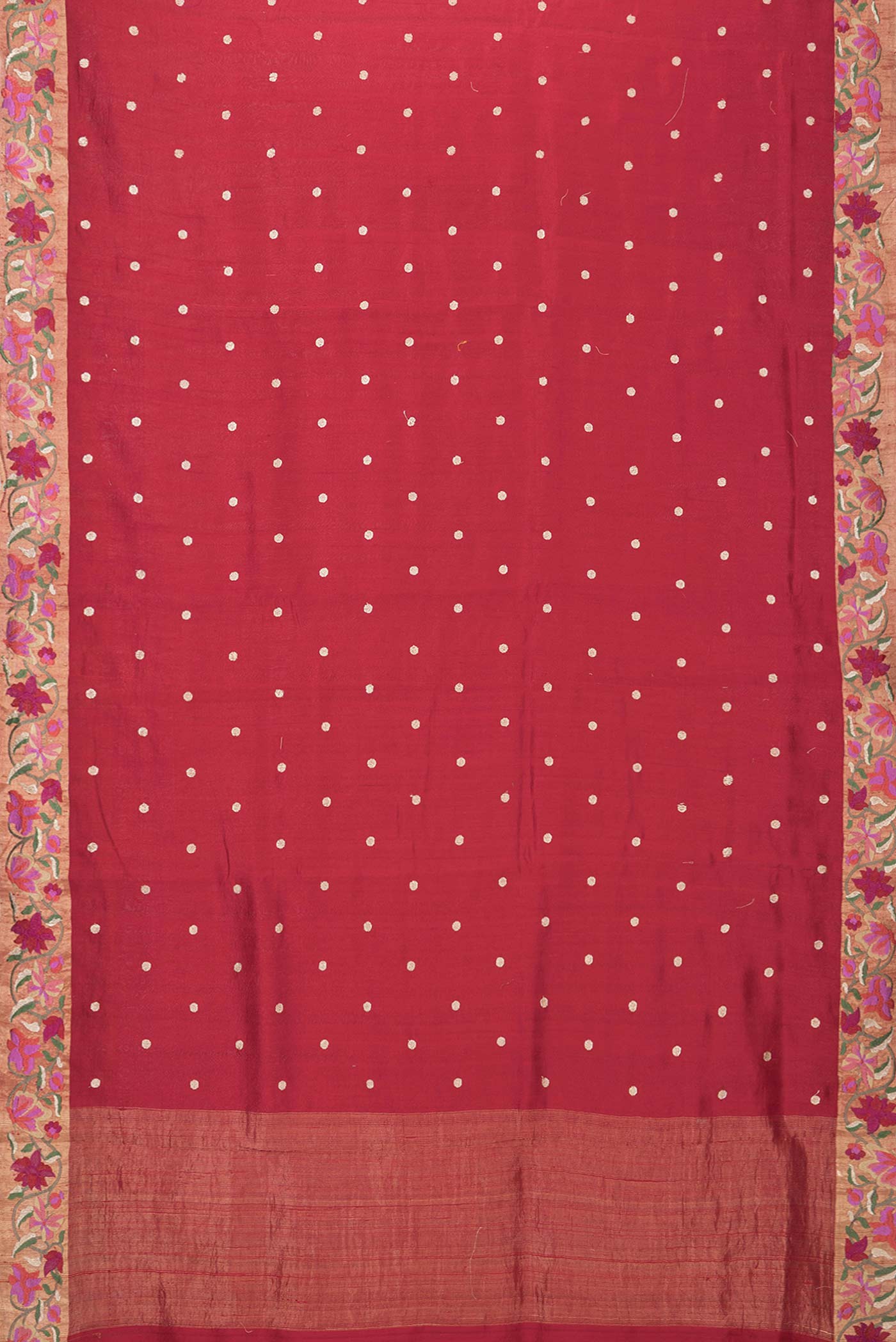 Red Tussar Silk Saree - Image 6