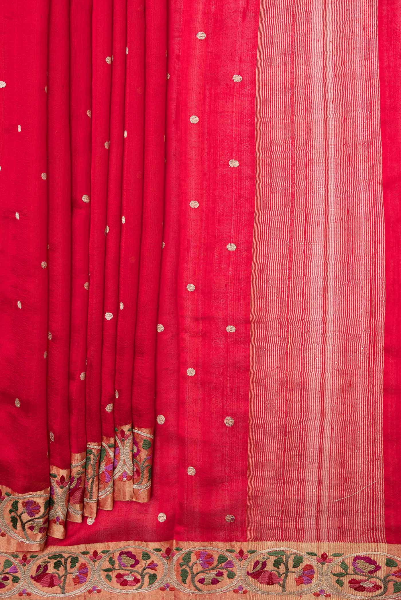 Red Dual Tone Tussar Saree - Image 4