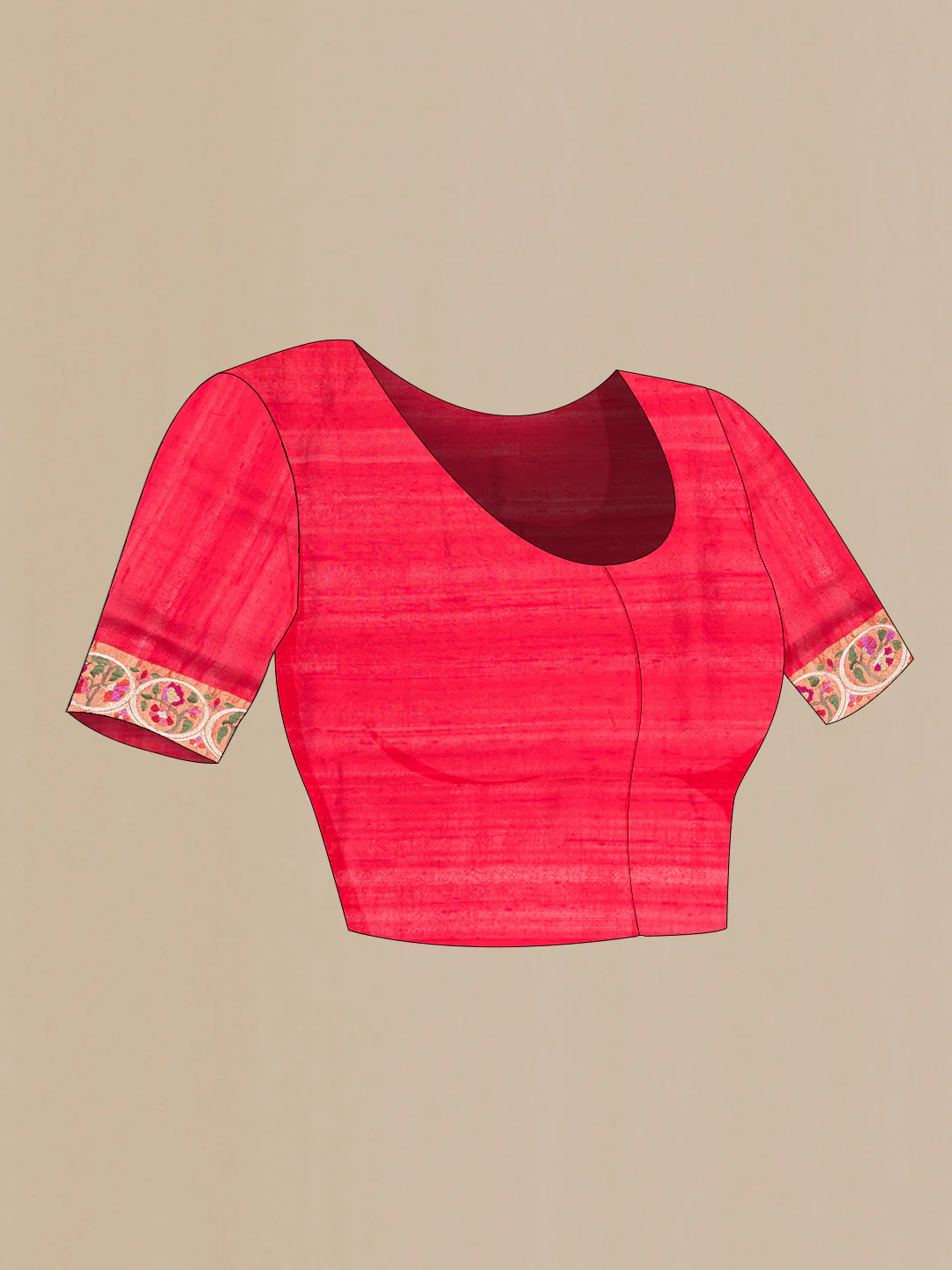 Red Dual Tone Tussar Saree - Image 5
