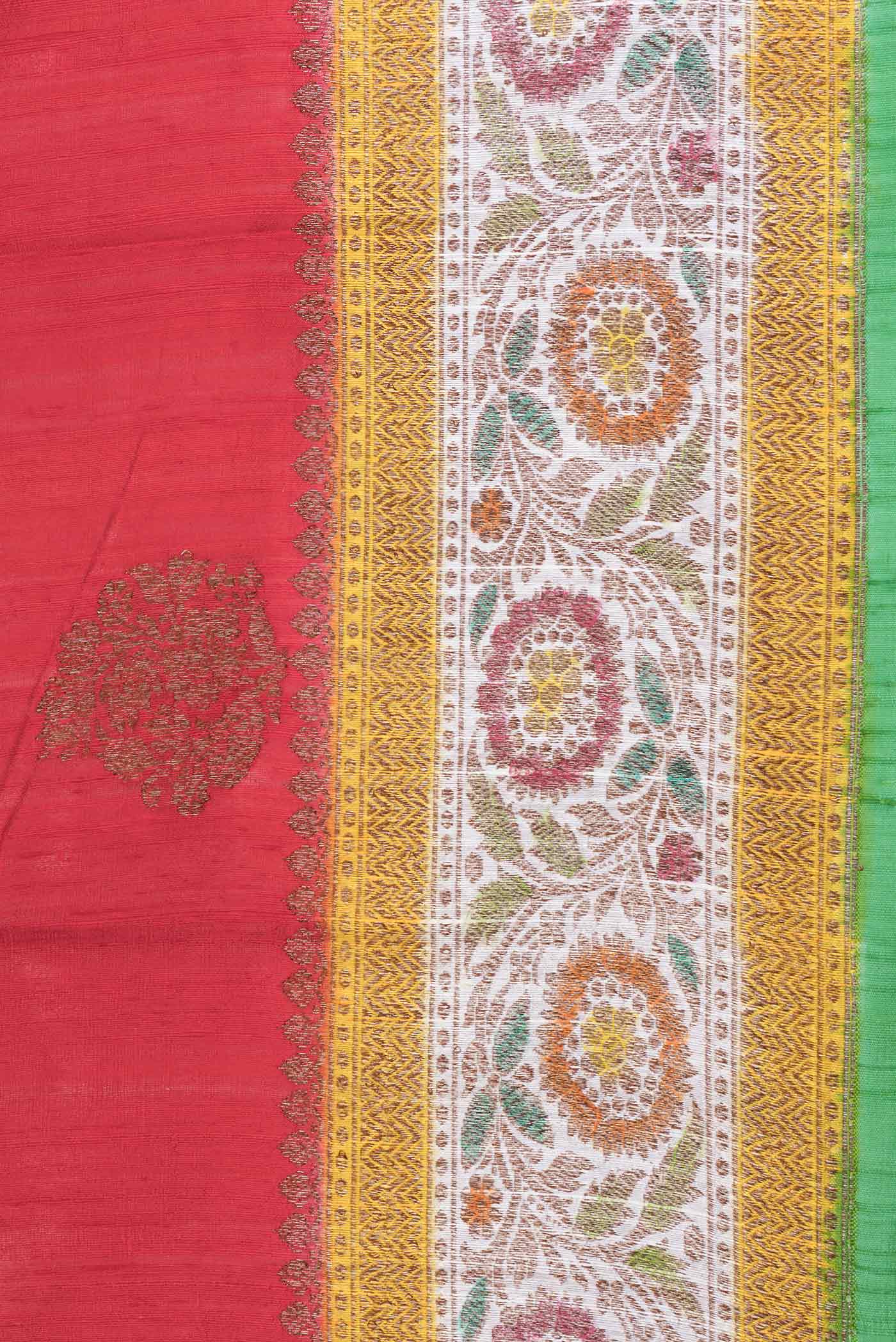 Red Banarasi Tussar Silk Saree - Image 3