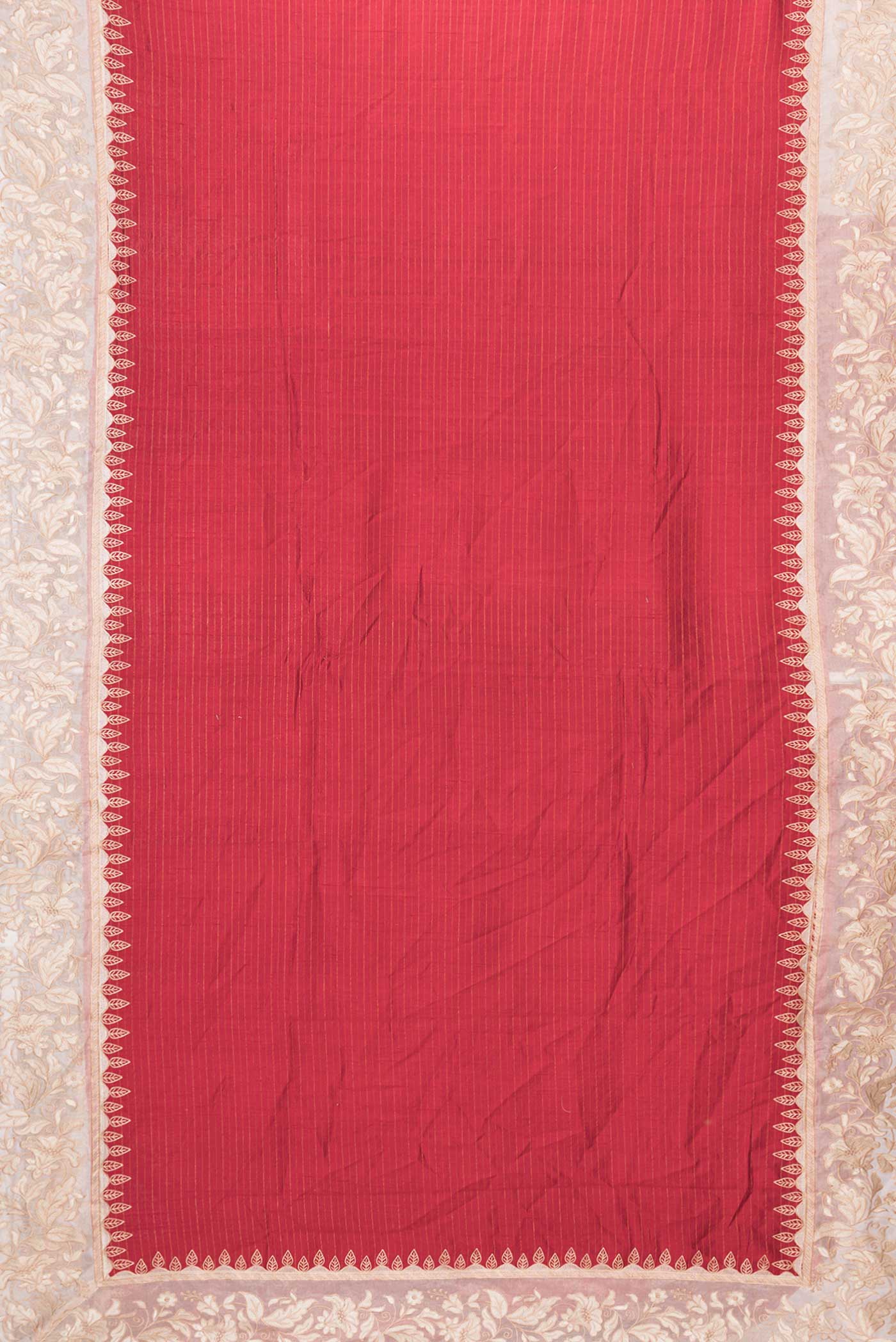 Red Dual Tone Tussar Silk Saree - Image 5