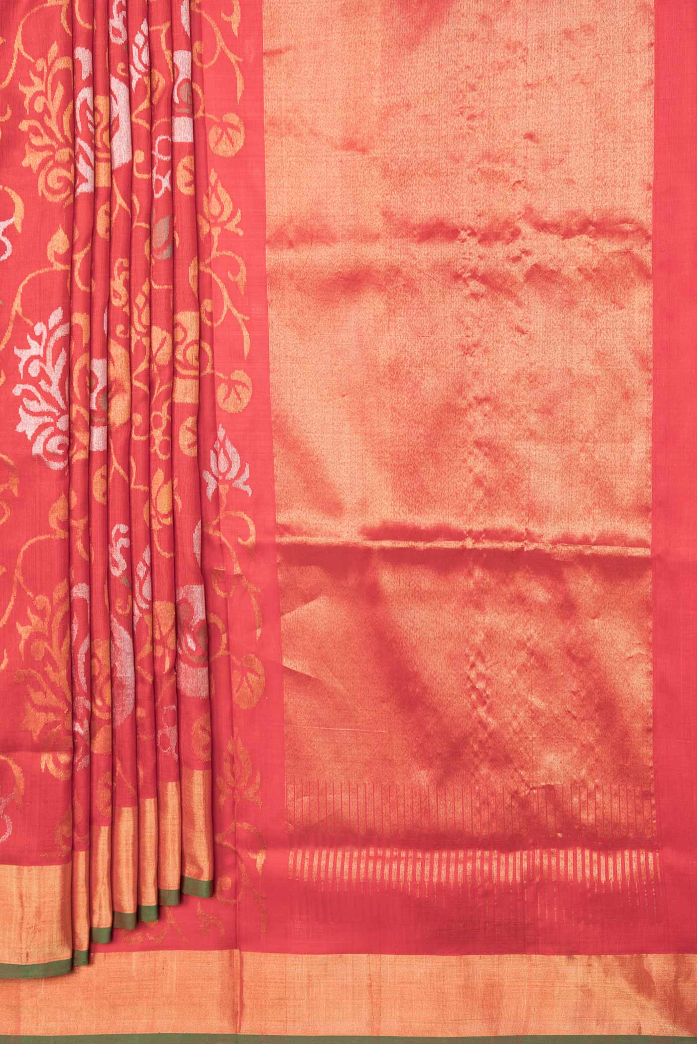 Red Dual Tone Uppada Silk Saree - Image 4